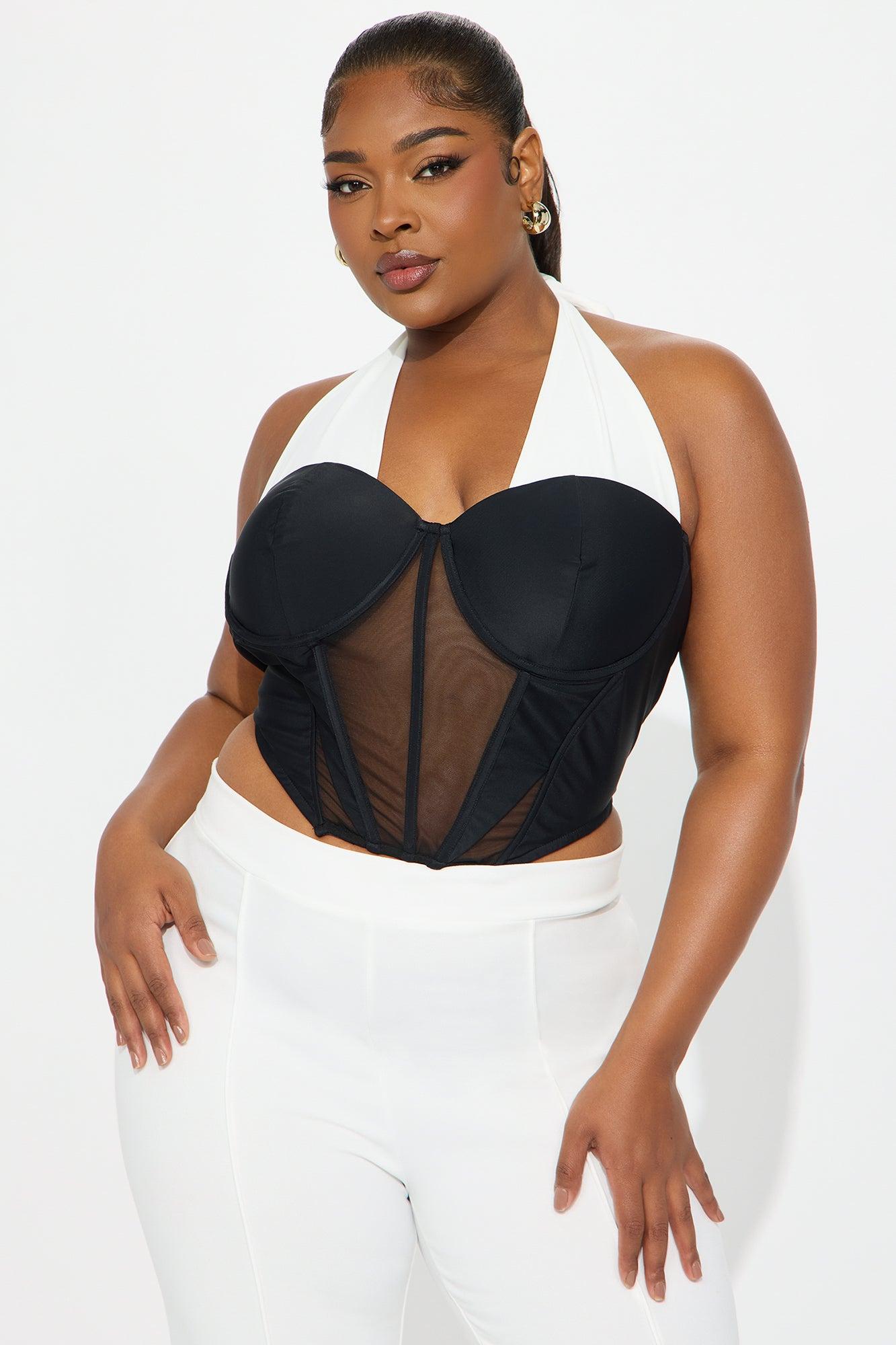 Endless Grace Corset Halter Top - Black/White Product Image