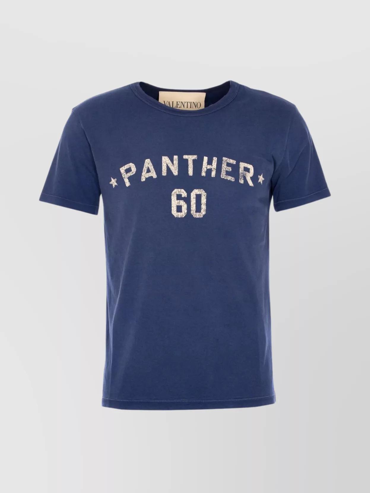 VALENTINO Garavani Navy Cotton T-shirt In Blue Product Image