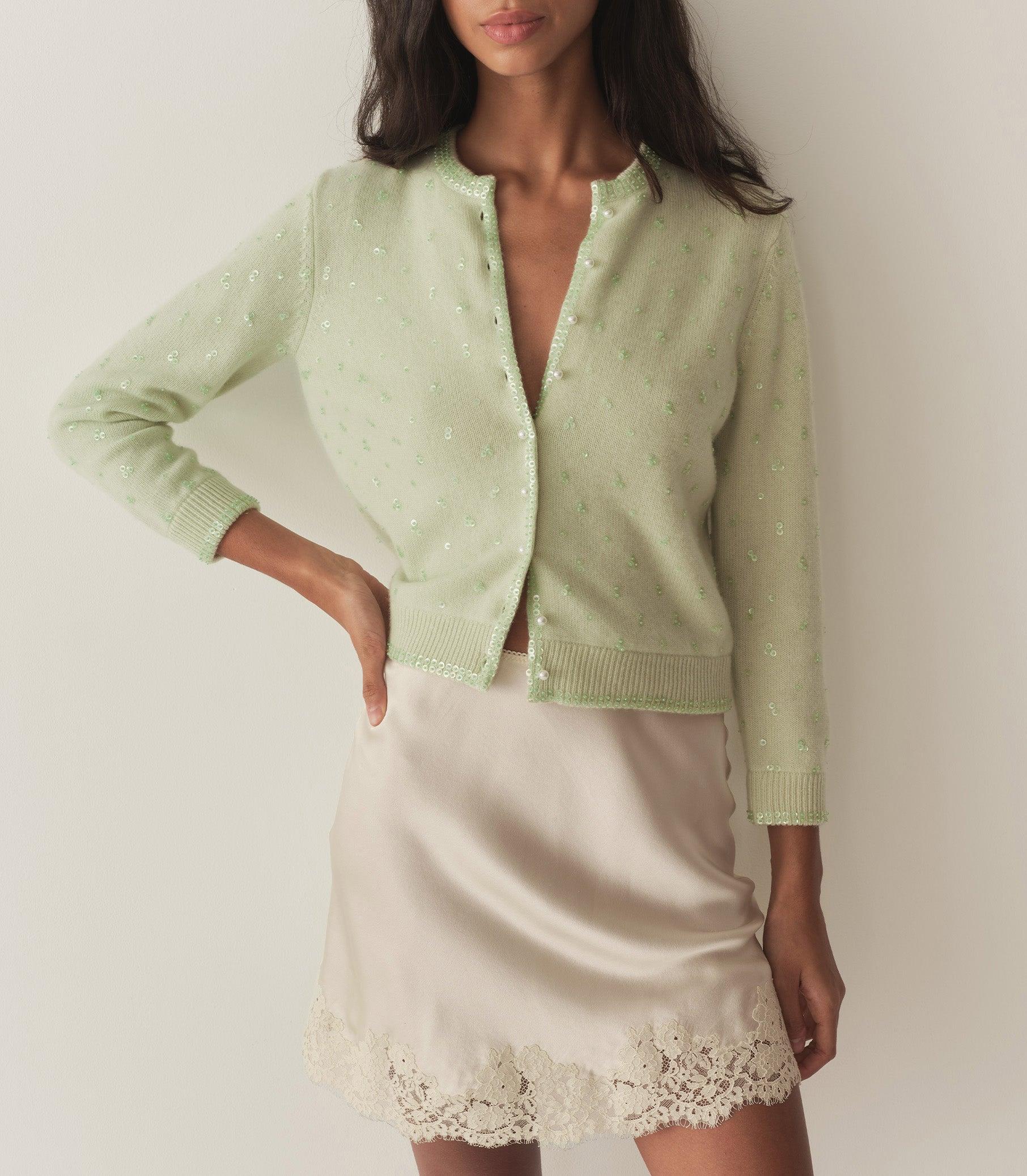 PAILLETTE CARDIGAN -- MINT TEA Product Image