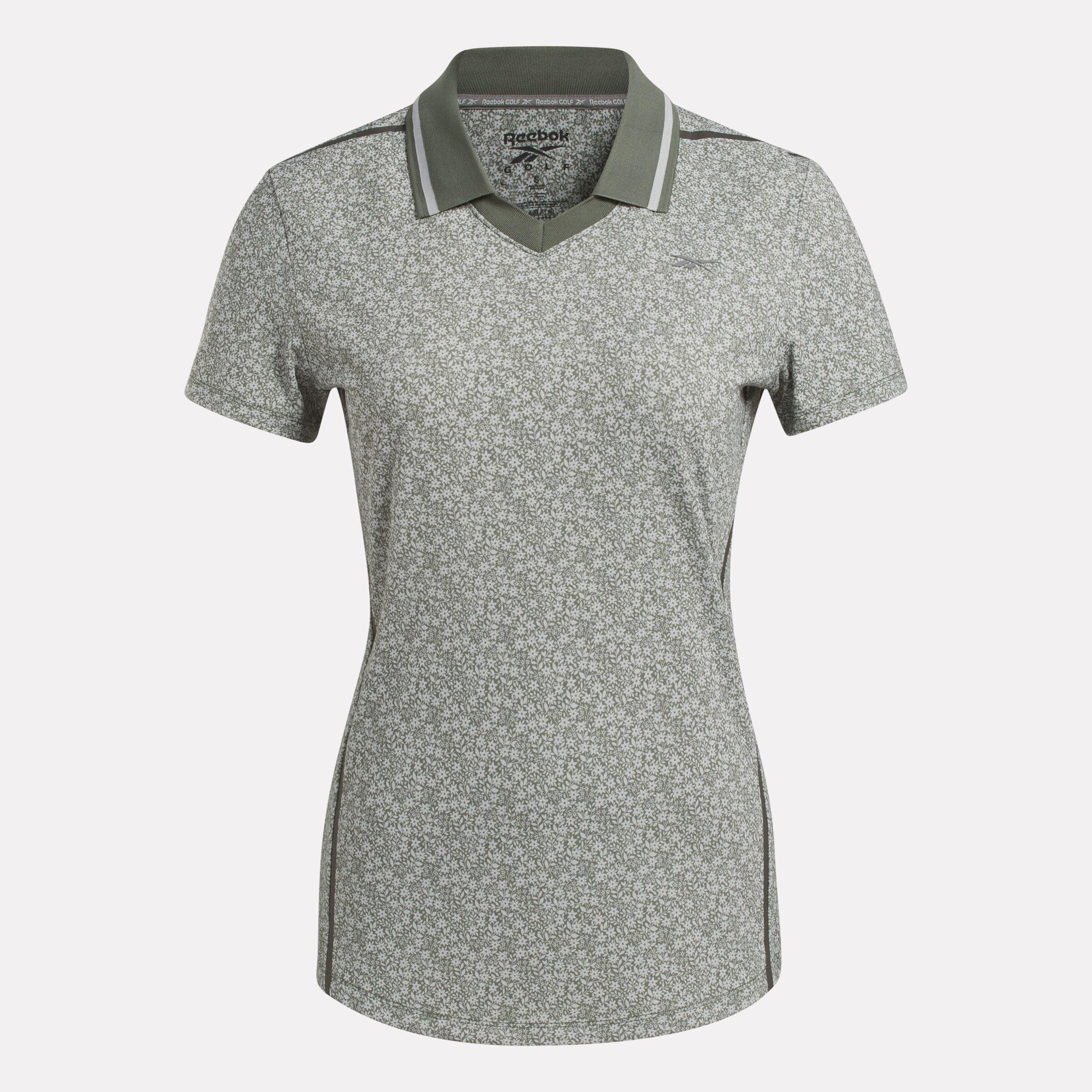 Women's Cap Sleeve Johnny Collar Micro Floral Polo Shirt Female Product Image