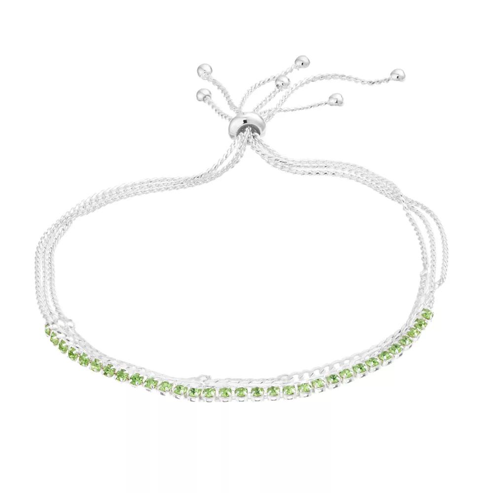 City Luxe Crystal Simulated Birthstone Multi-Strand Adjustable Chain Bracelet, Women's, Silver Tone August Product Image