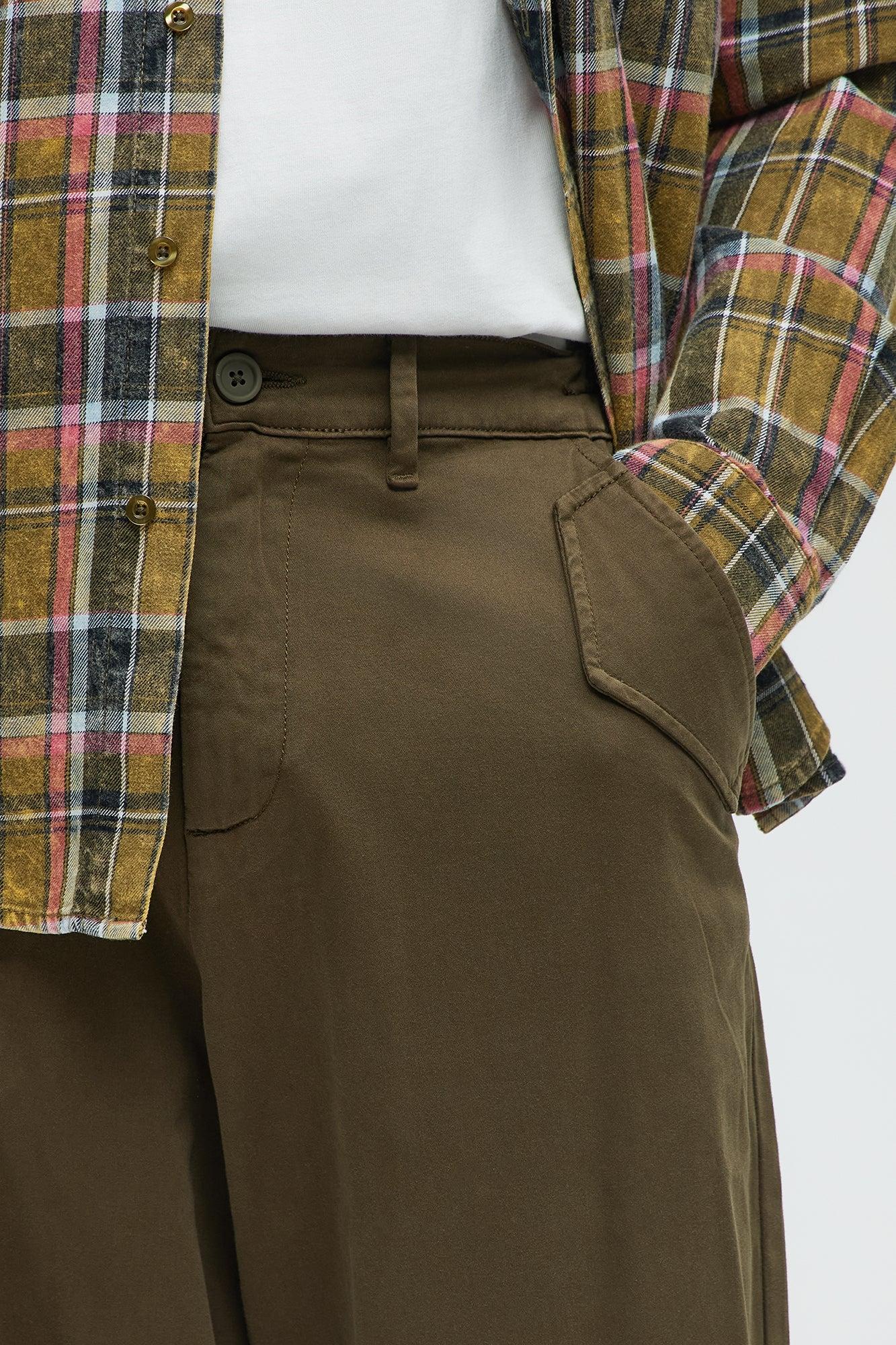 Cambria Vintage Hybrid Waist Baggy Relaxed Pants - Olive Product Image