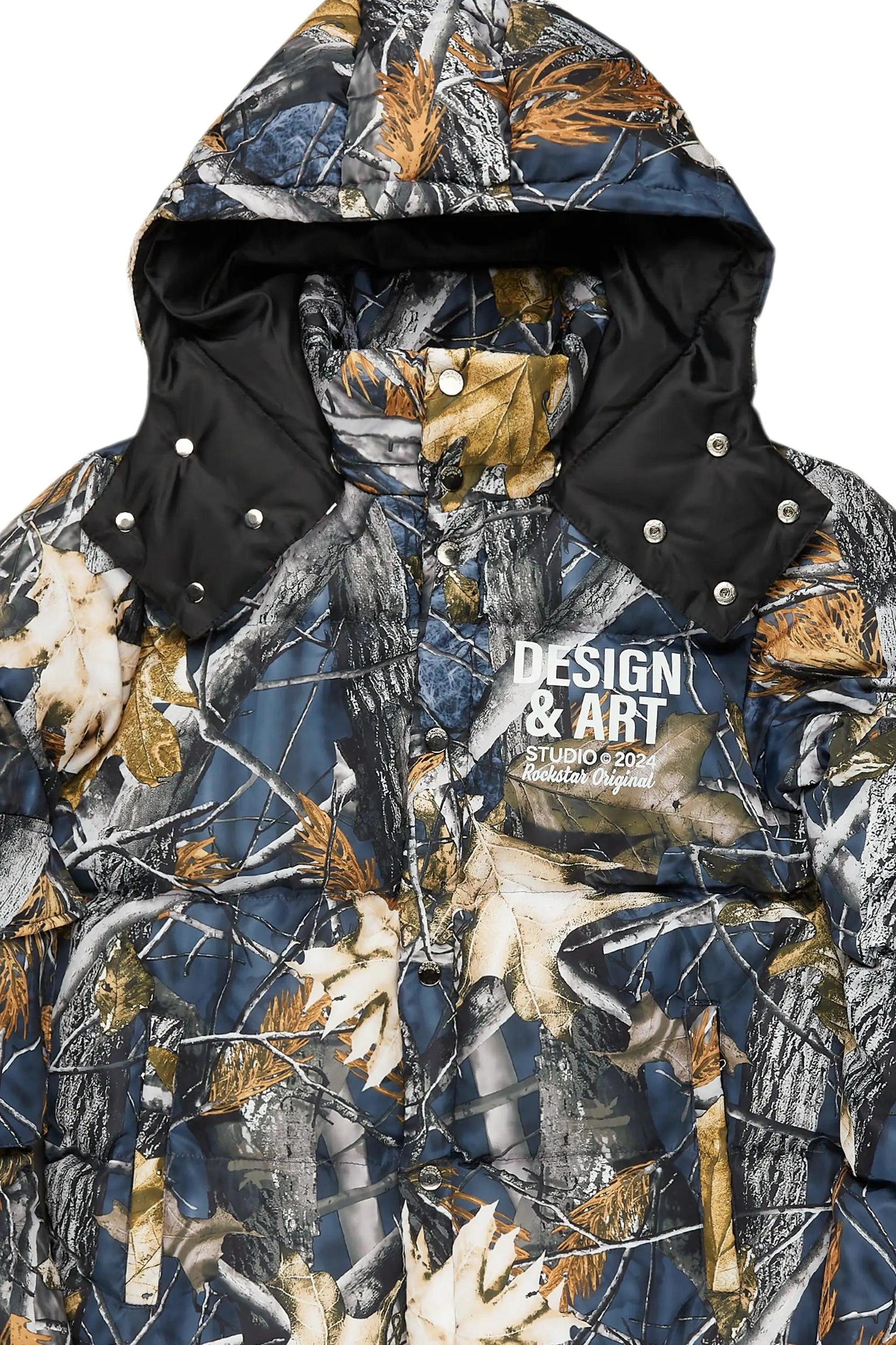 Bandik Black Tree Camo Puffer Jacket Male Product Image