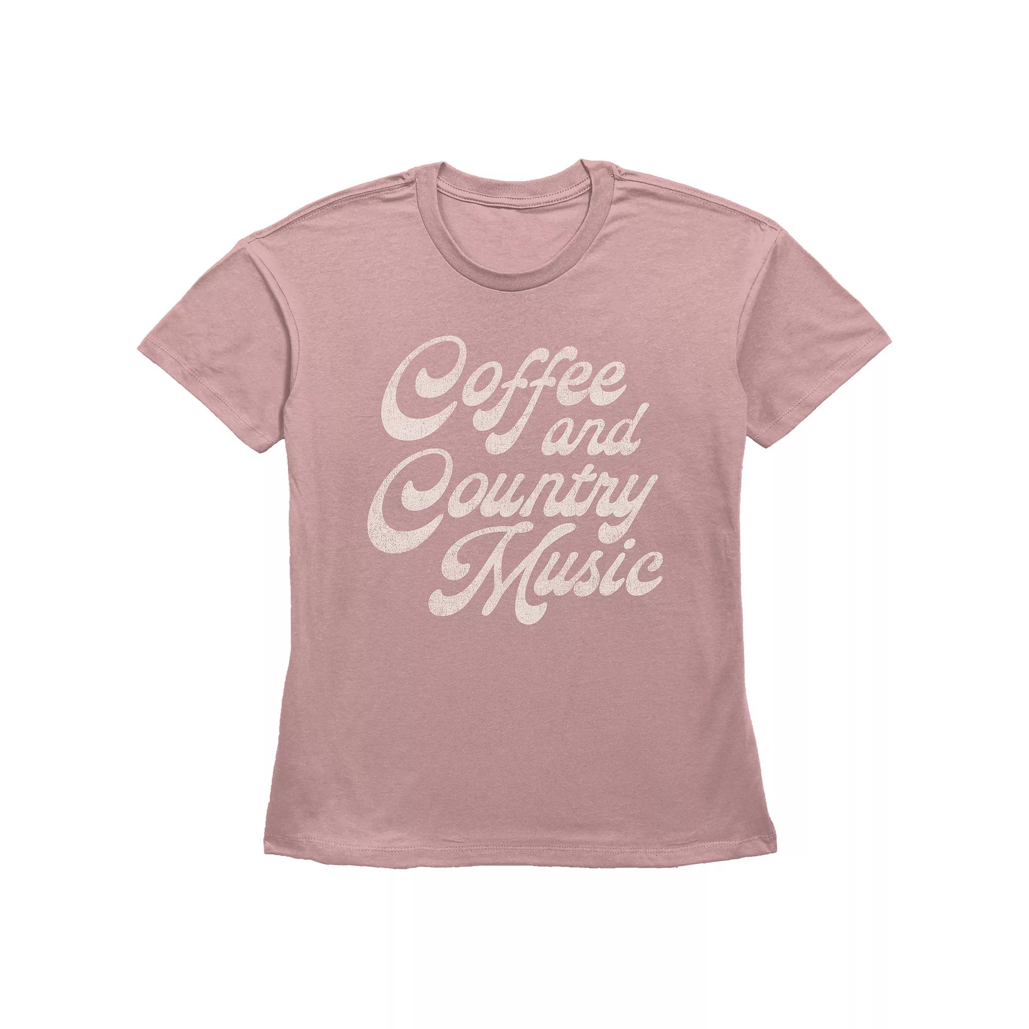Women's Fifth Sun "Coffee and Country Music" Cursive Text Short Sleeve Graphic Tee, Girl's,  Product Image