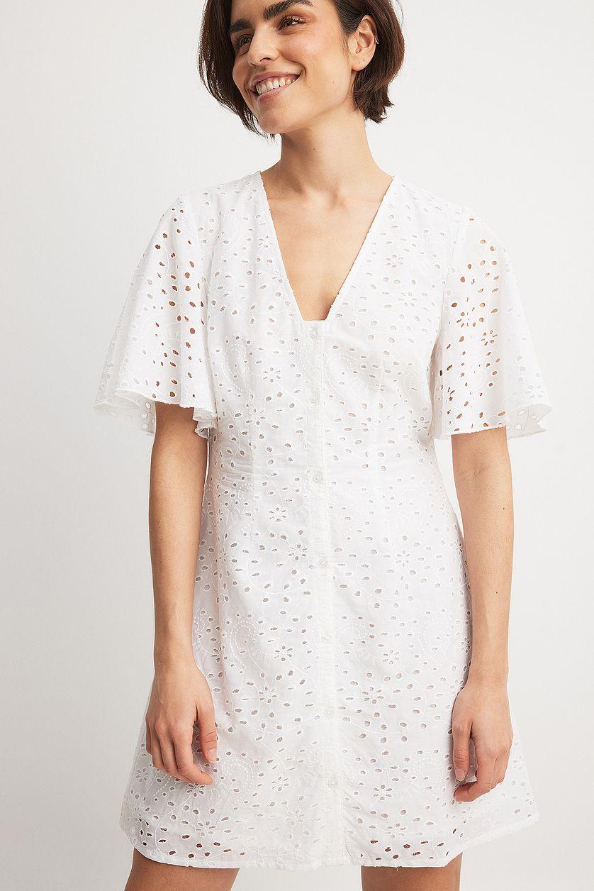 Buttoned Anglaise Mini Dress Product Image