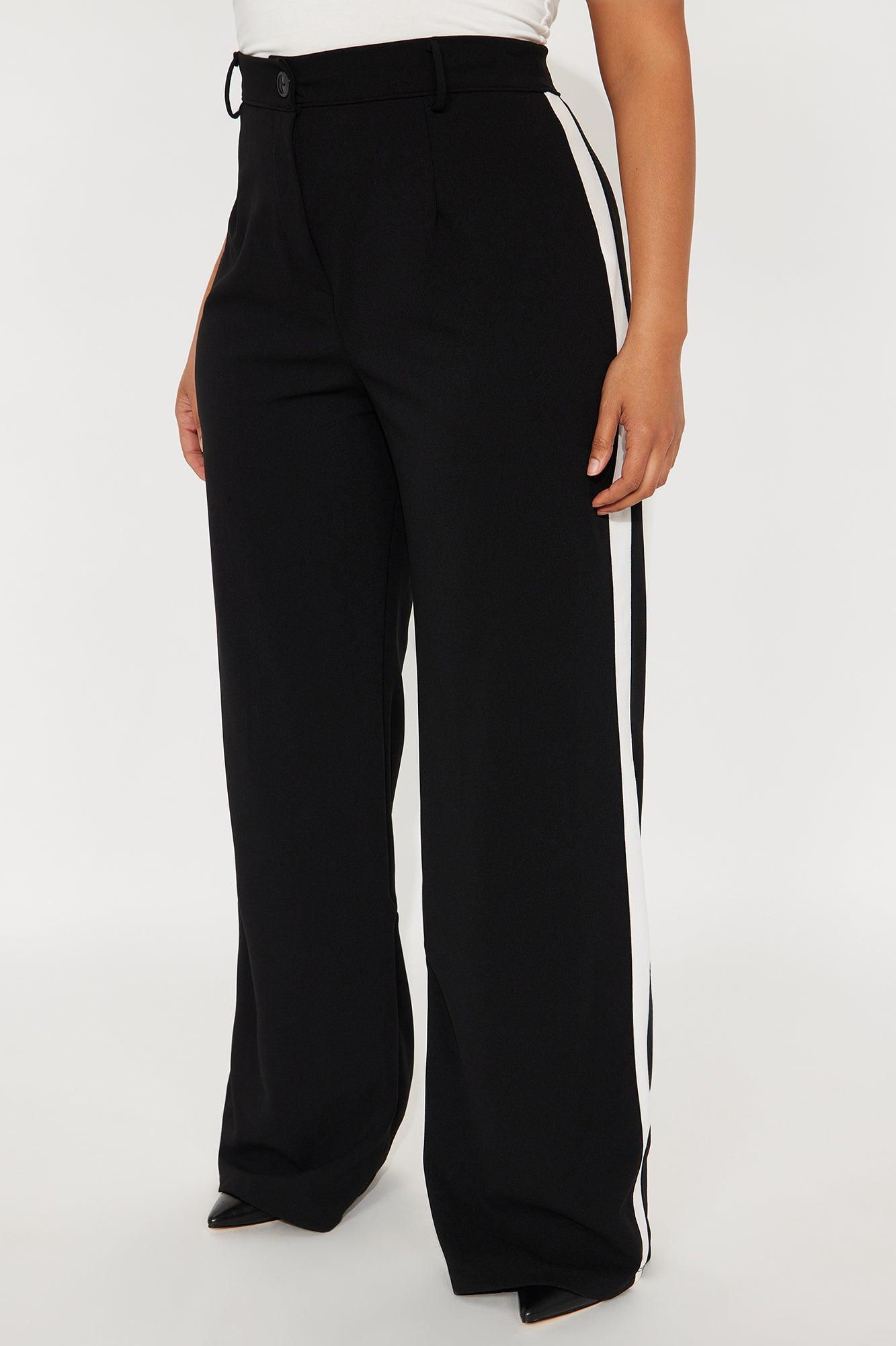 This Is My Lifestyle Wide Leg Crepe Trouser Pant - Black/White Female Product Image