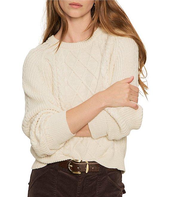 Sanctuary Nomad Cotton Slub Yarn Crew Neck Long Sleeve Cable Popover Top Product Image