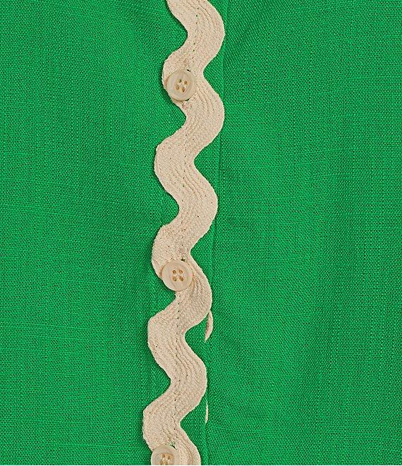 Sugarlips Coordinating Collar Neck Short Sleeve Button Down Rick Rack Trim Shirt Product Image