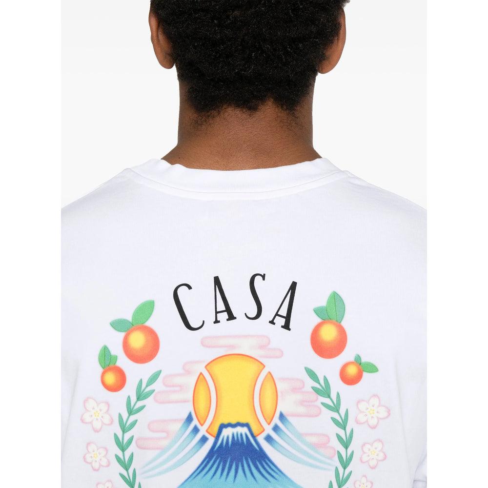 CASABLANCA Mens Casa Way Mountain Graphic-print Cotton-jersey T-shirt Xxxl In White Product Image