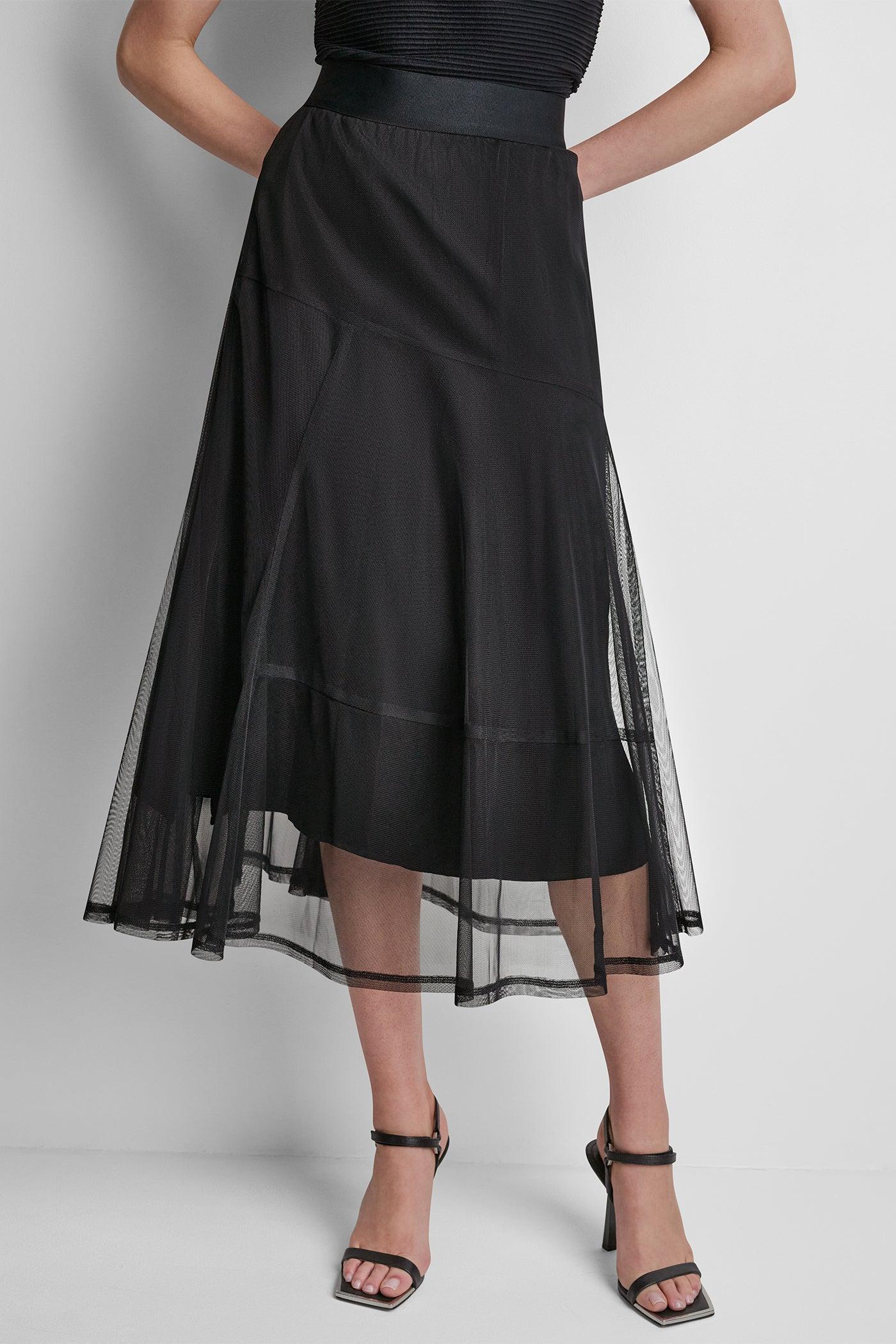 LAYERED MESH MIDI SKIRT Product Image
