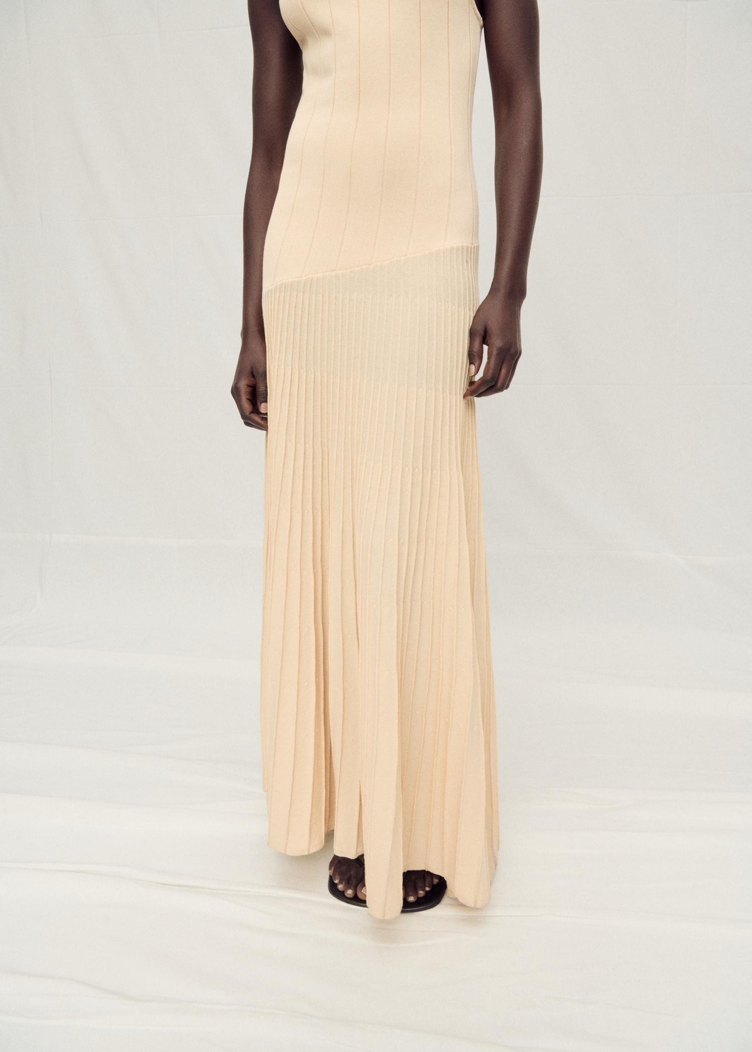 Pleated knitted dress - Women | MANGO USA Product Image