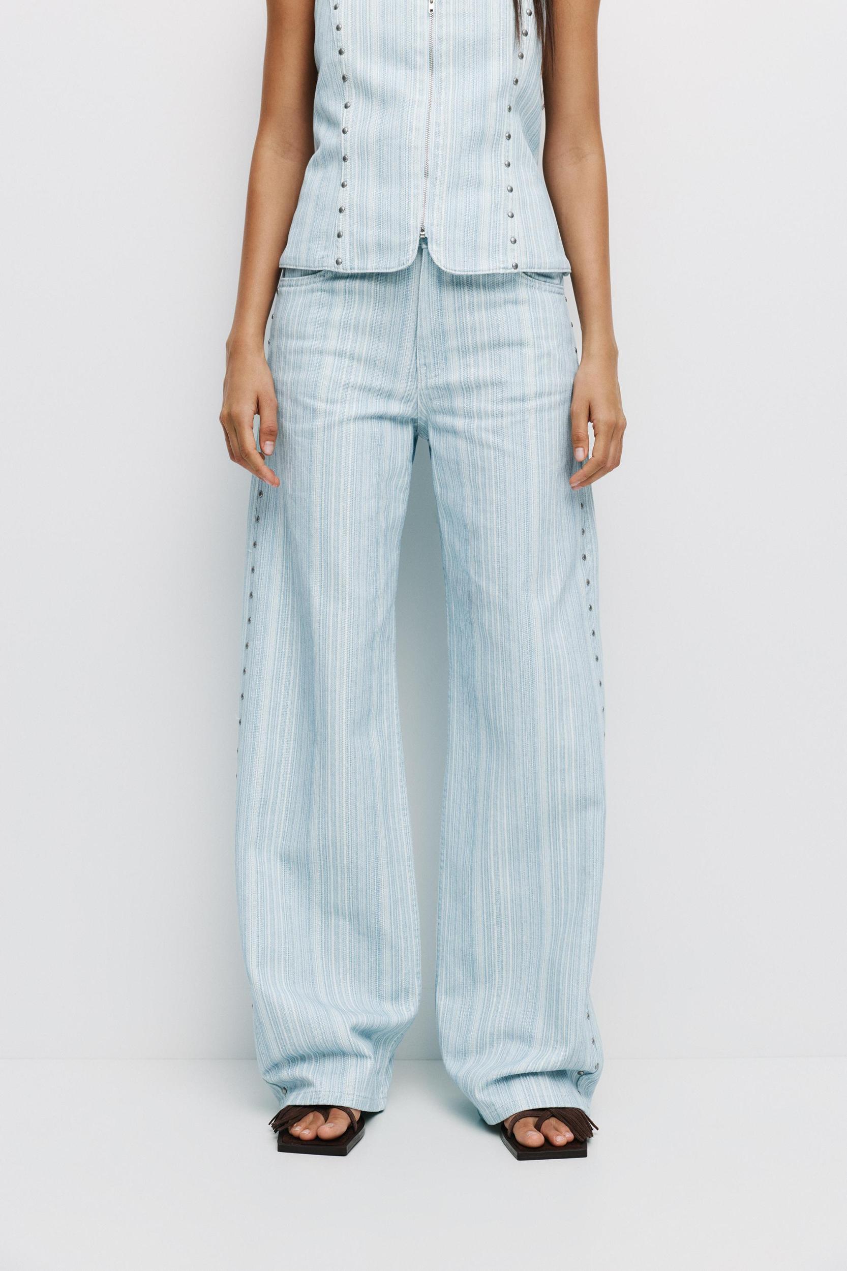 Straight-leg striped jeans Product Image