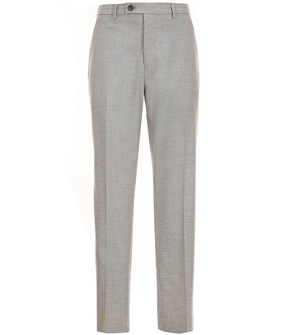 Perry Ellis Tailored Fit Flat Front Crosshatch Textured Twill Pants Product Image