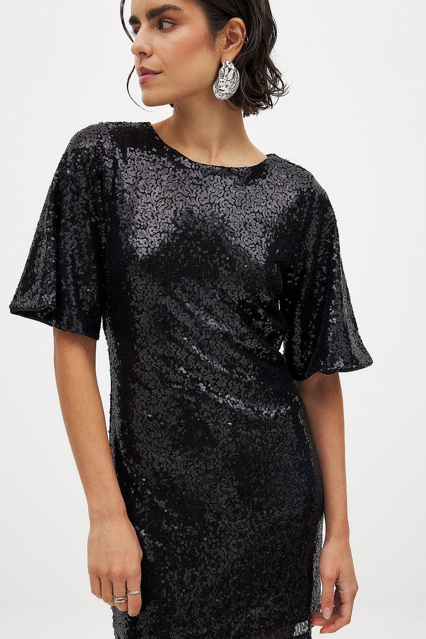 Waterfall Sequin Mini Dress Black Product Image