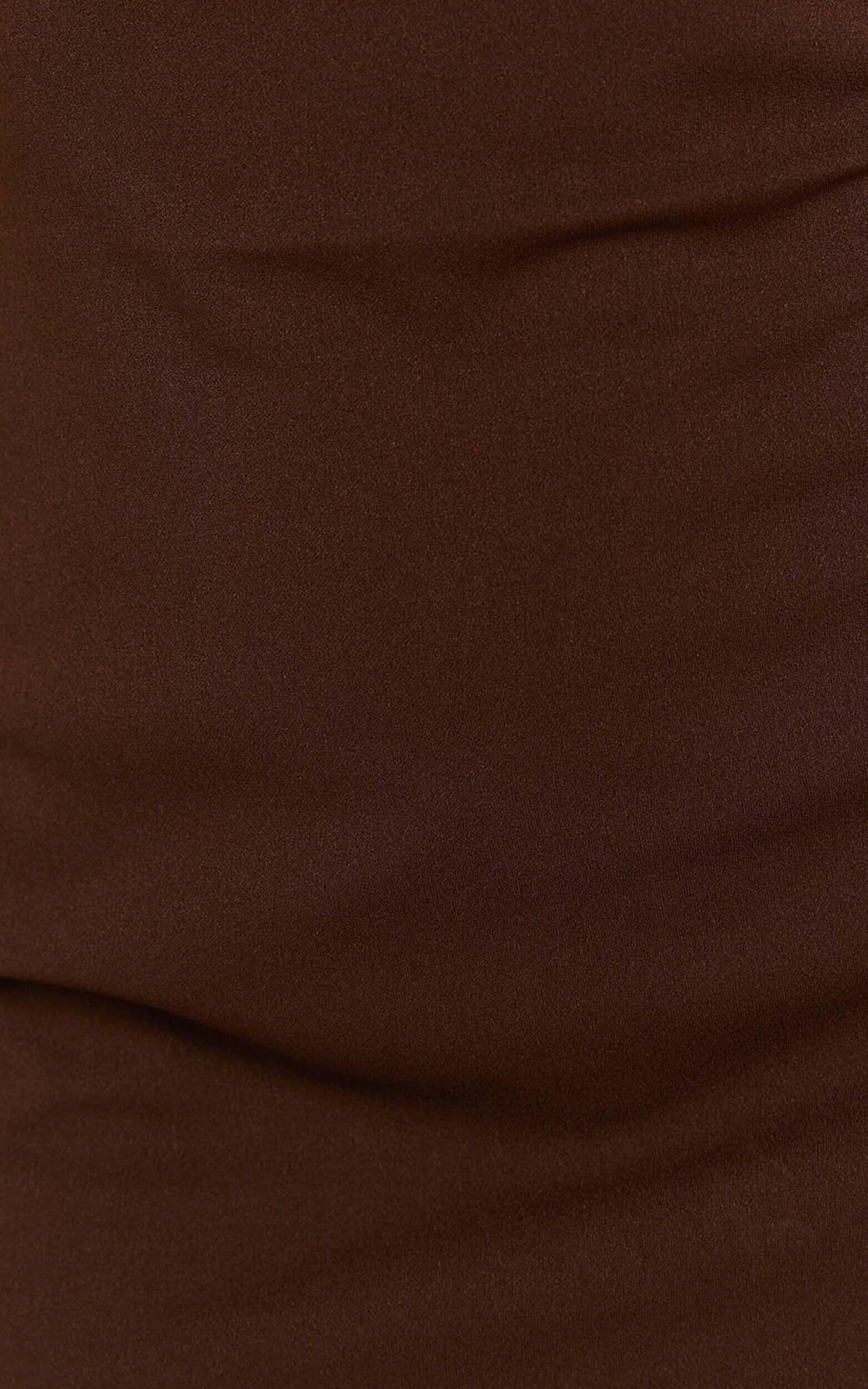 Bindi Boat Neck Bodycon Mini Dress in Chocolate Product Image