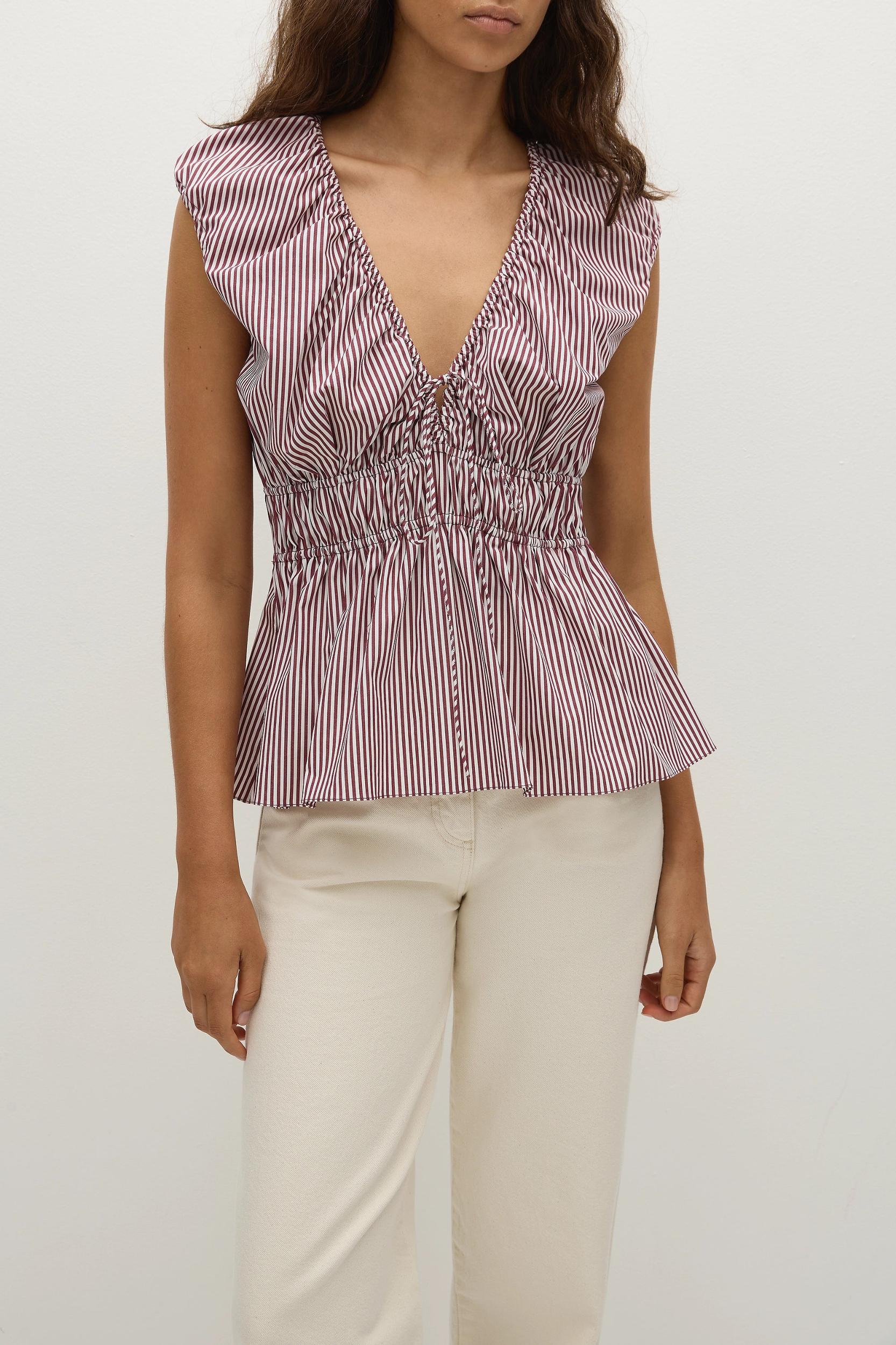 Janne Midi Dress Maia Stripe Burgundy - Final Sale Product Image