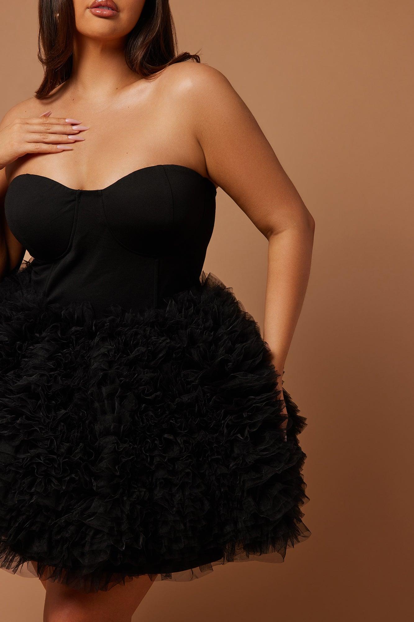 Nikki Ruffle Mini Dress - Black Product Image