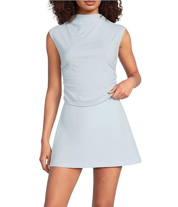 Gianni Bini Knit Mock Neck Cap Sleeve Crop Top Product Image