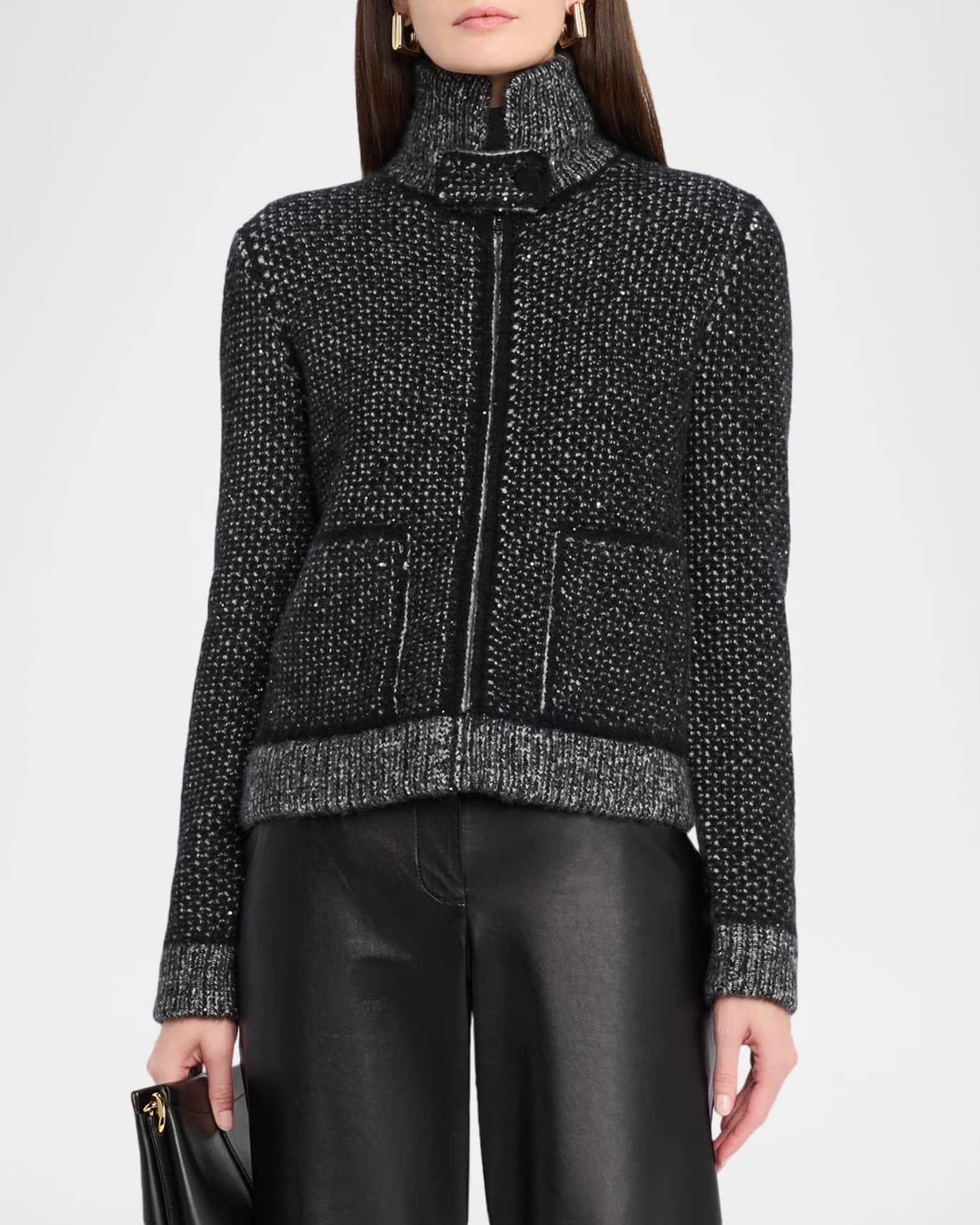 Stand-Collar Sequin Knit Jacket Product Image