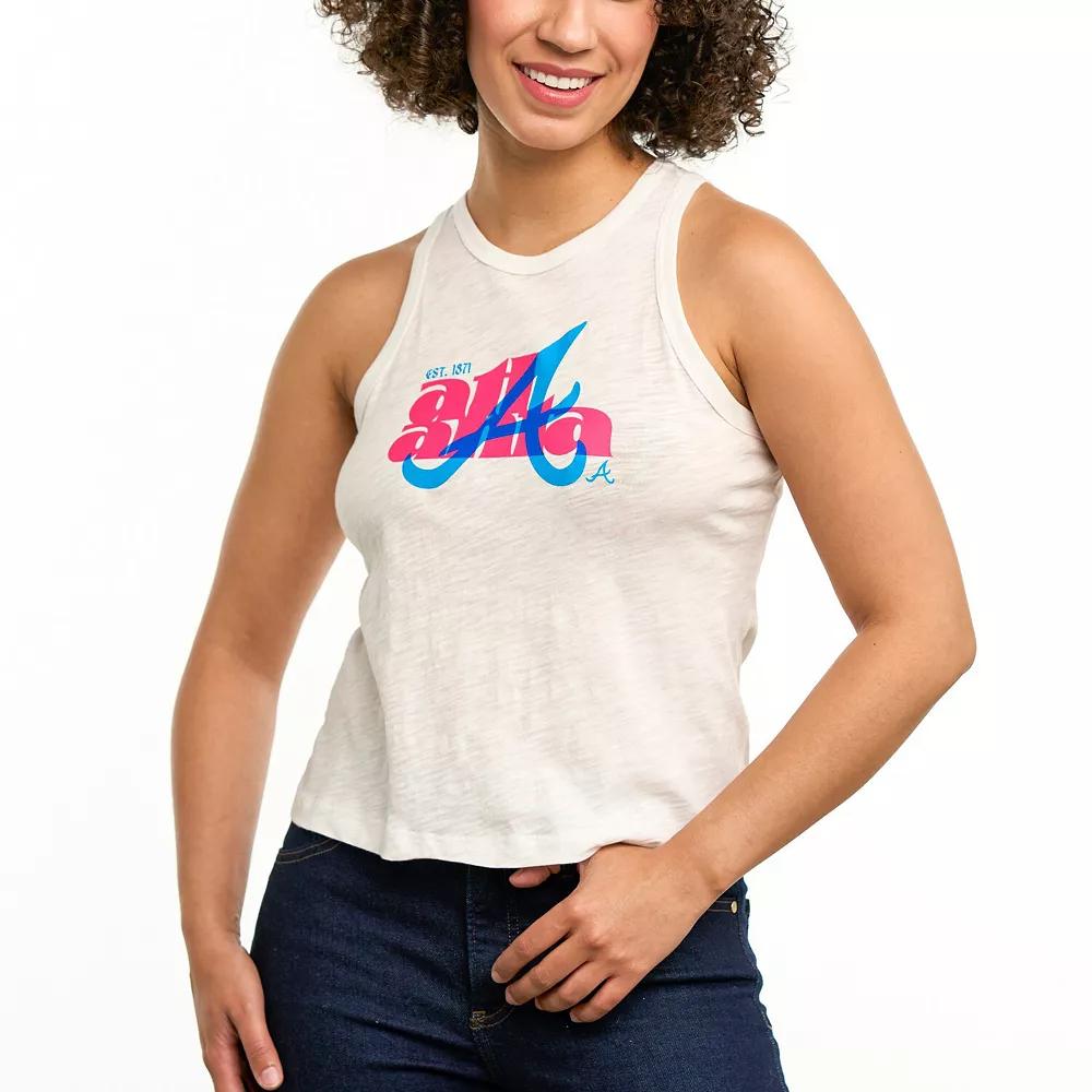Women's Lusso White Atlanta Braves Lourdes Tank Top,  Product Image