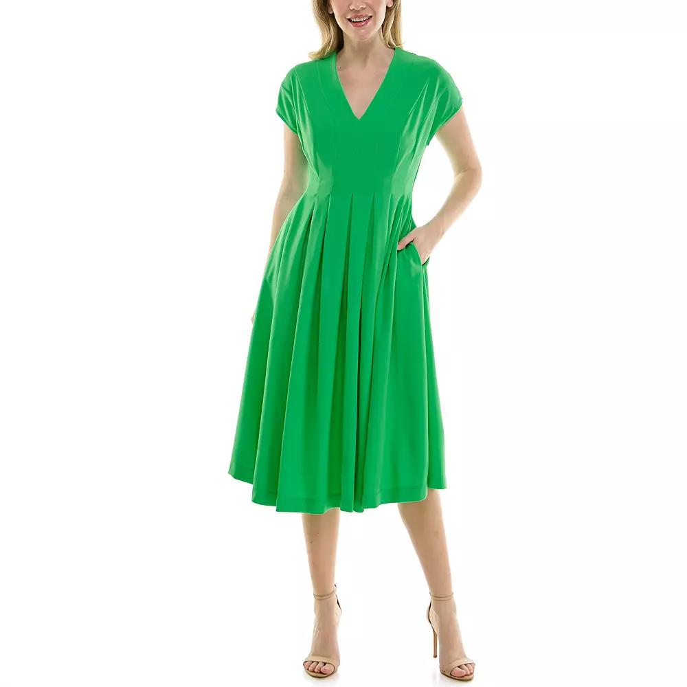 Women's Maison Tara Crepe Inverted Pleat Midi Dress,  Product Image