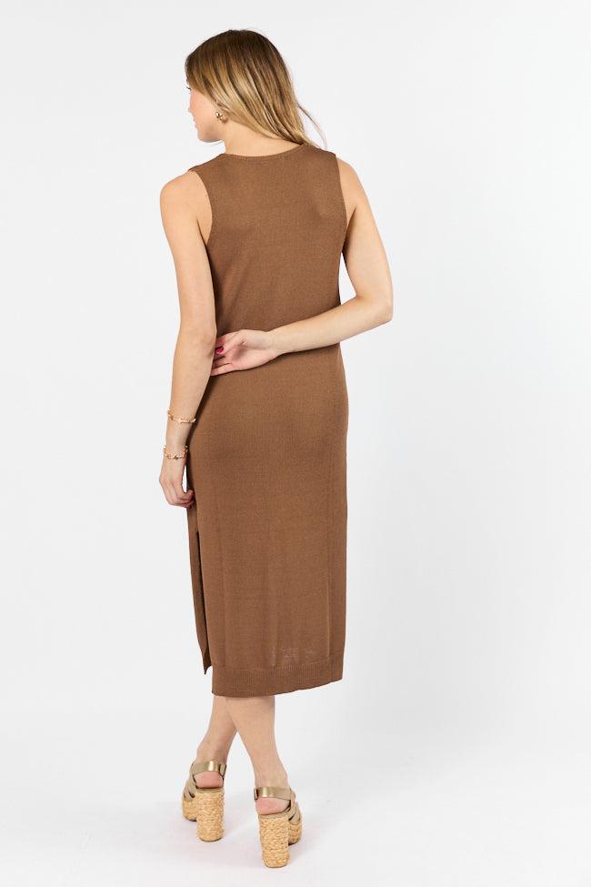 Endless Coastline Chocolate Knit Sweater Dress FINAL SALE Product Image