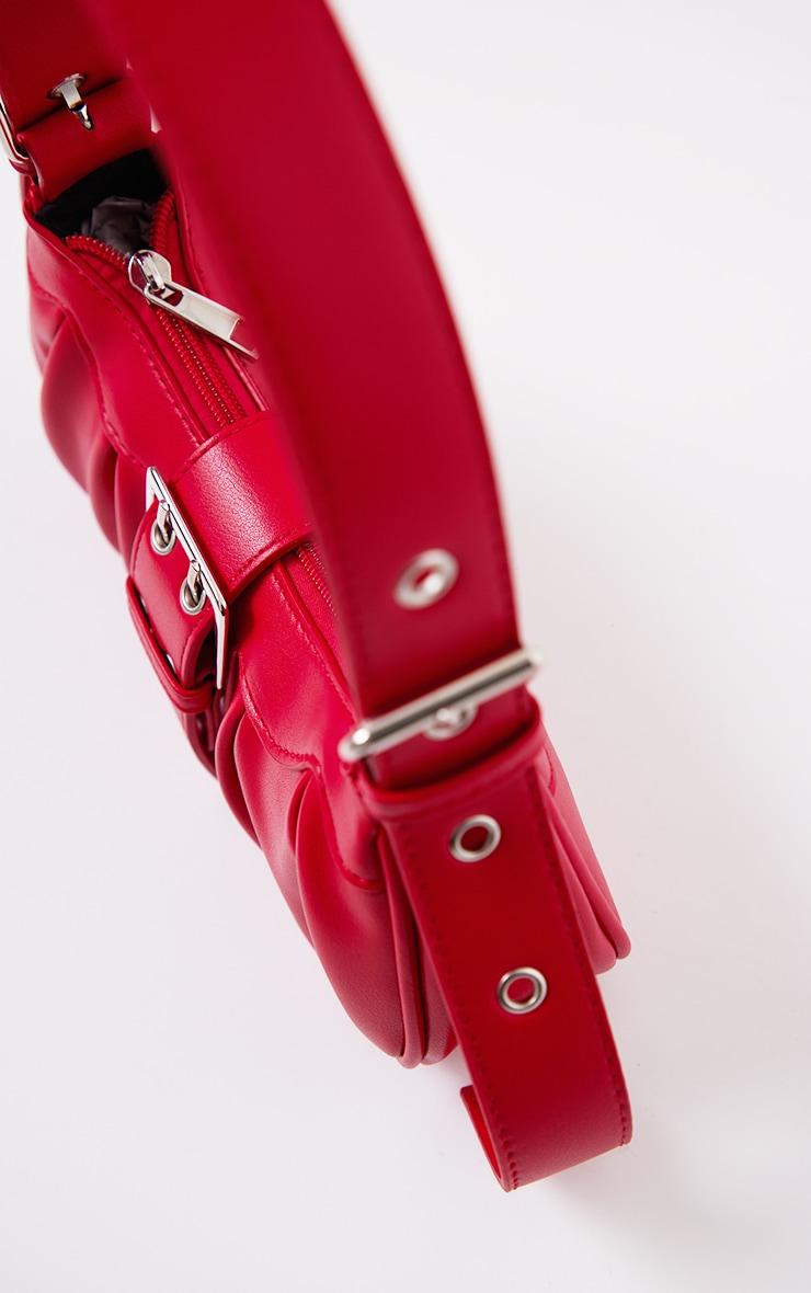 Red PU Eyelet Buckle Shoulder Bag Product Image
