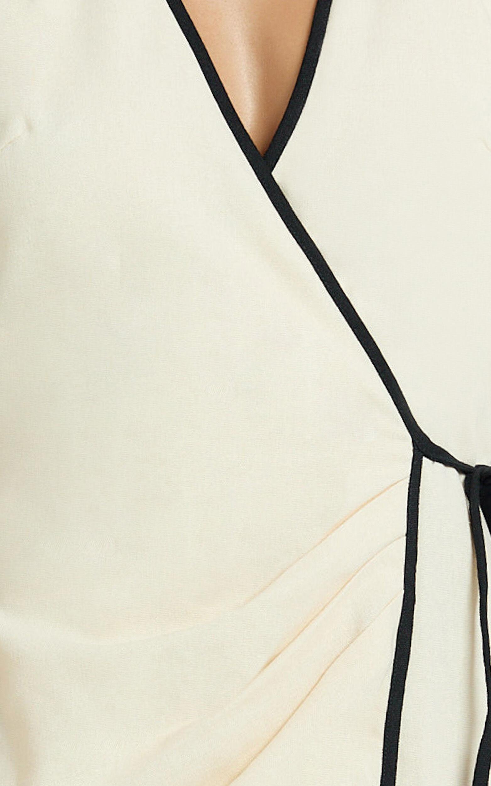 Connie Mini Dress - Linen Halter Neck Wrap Dress in Ecru Product Image