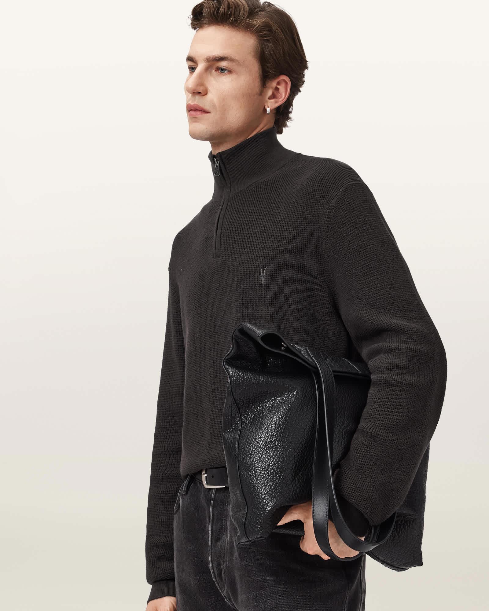 Aspen Funnel Neck Sweater ESPRESSO BROWN | ALLSAINTS US Product Image