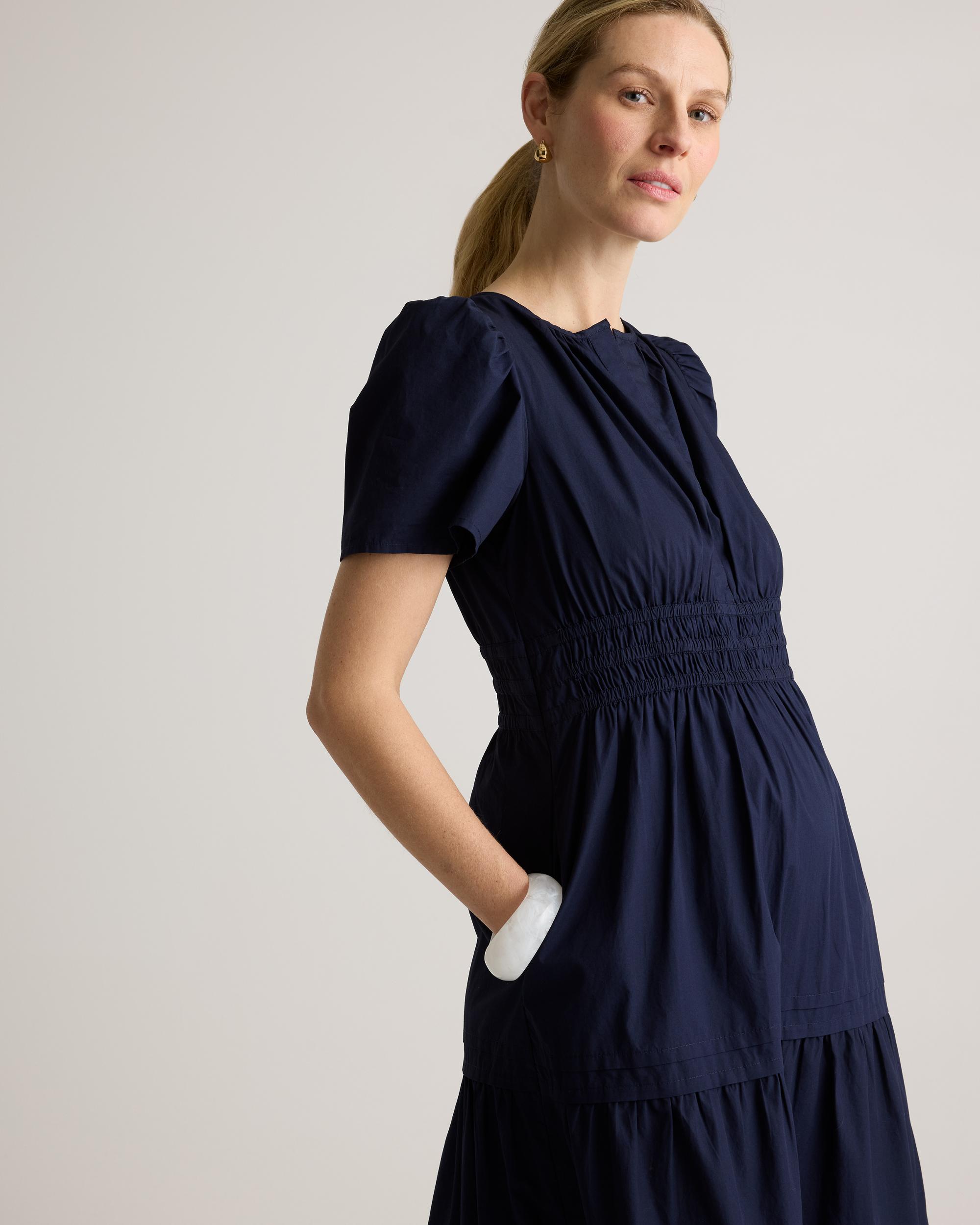Quince | Women's Poplin Maternity Tiered Maxi Dress Size XS, Organic Cotton Product Image