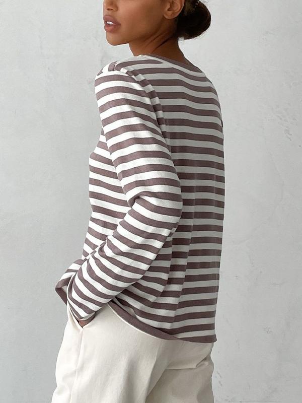 Striped Crew Neck Knit Sweater Product Image