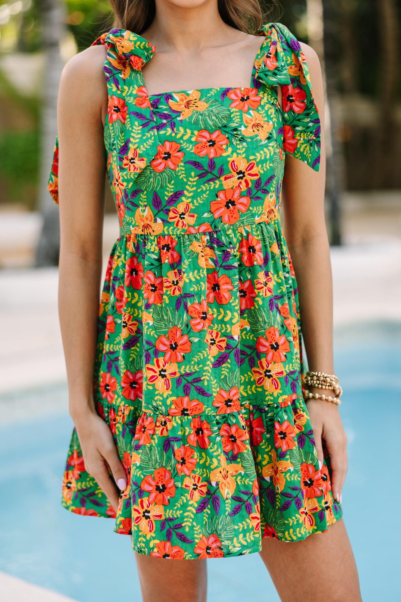 Never Coming Back Green Tropical Dress Female Product Image