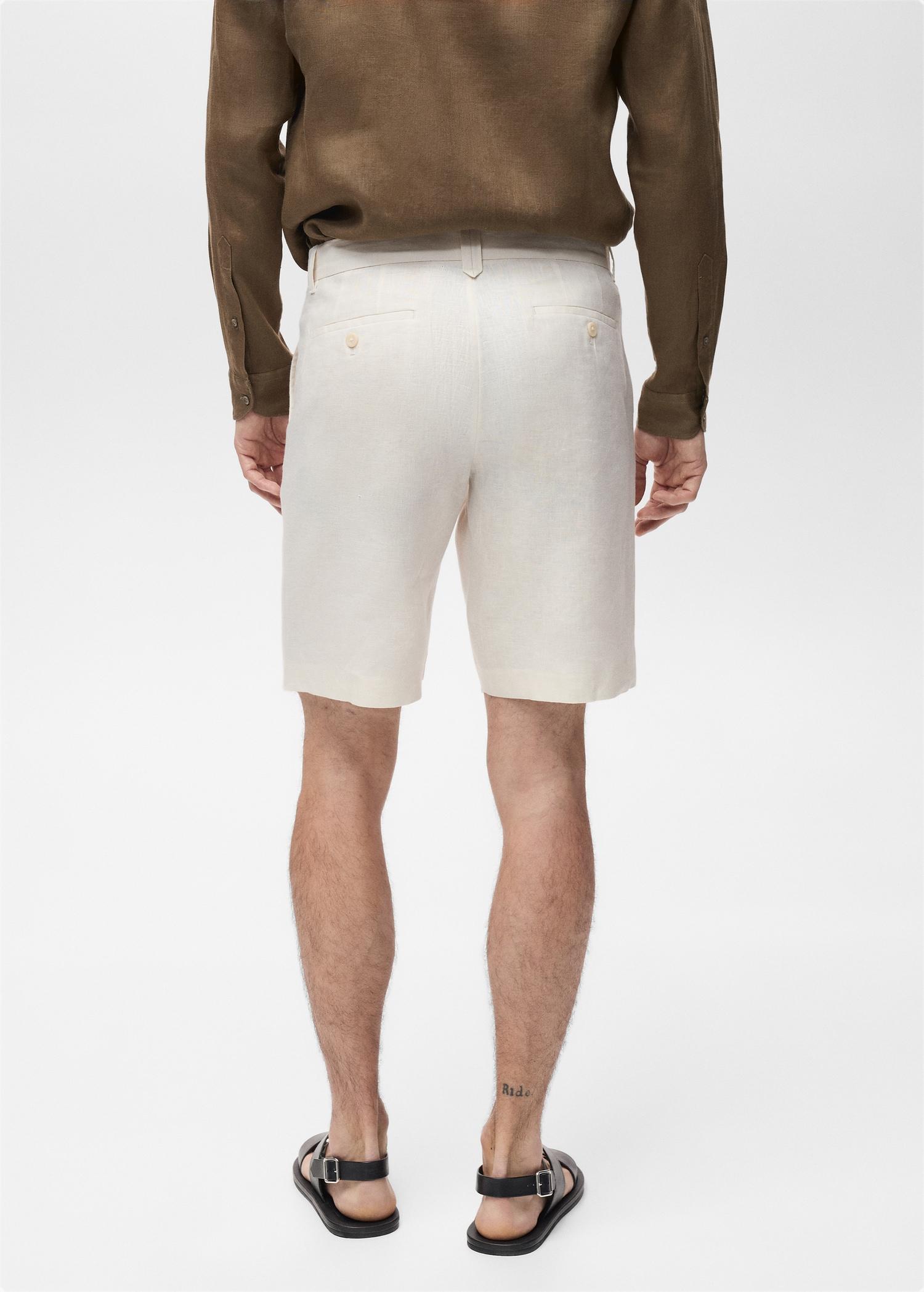 Slim-fit 100% linen bermuda shorts - Men | MANGO USA Product Image