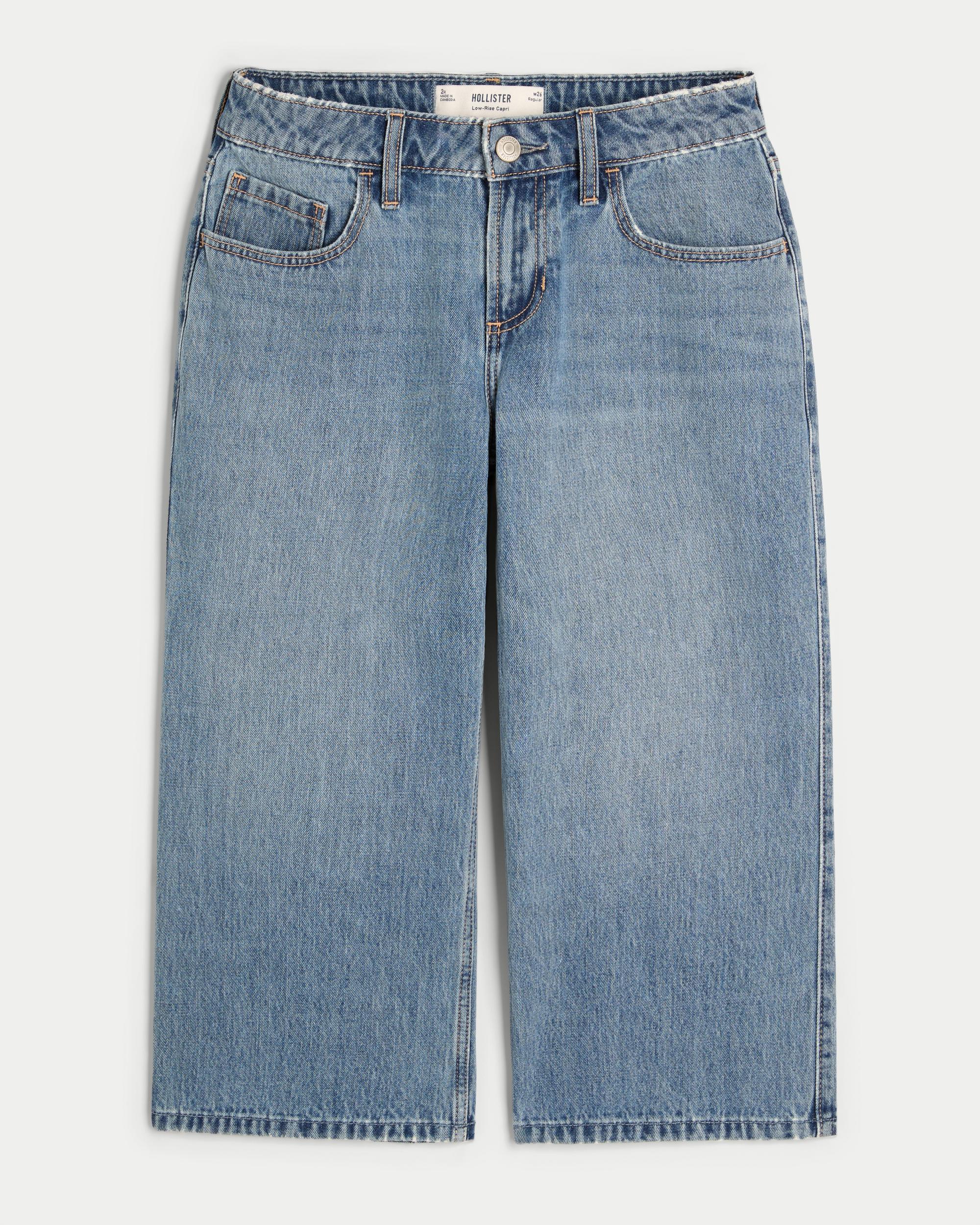 Low-Rise Medium Wash Capri Jeans Product Image