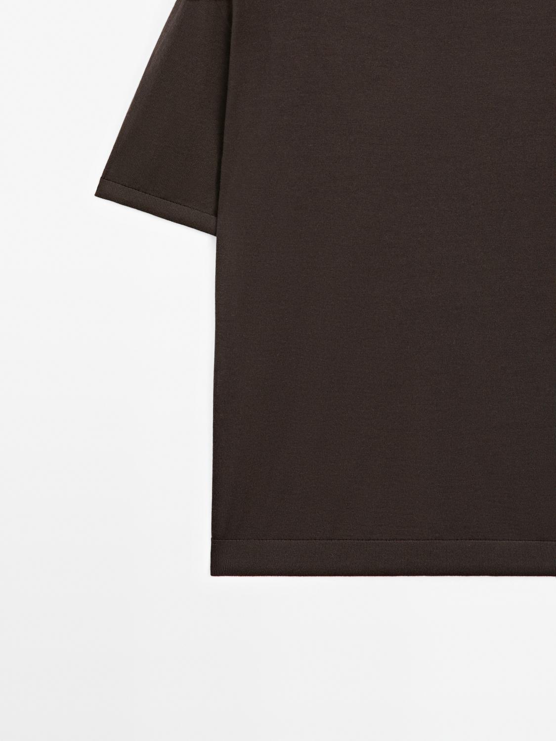 Short sleeve knit wool blend T-shirt Product Image