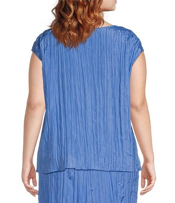 Eileen Fisher Plus Crushed Silk Ballet Neck Cap Sleeve Coordinating Top Product Image