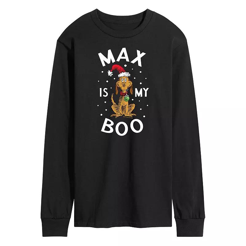 Men's Dr. Seuss Grinch Max Is My Boo Long Sleeve Tee,  Product Image