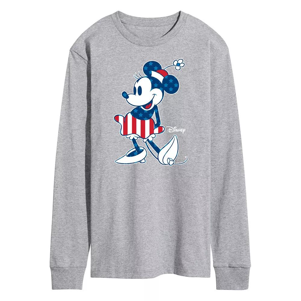 Disney's Minnie Mouse Men's Flag Long Sleeve Graphic Tee,  Product Image