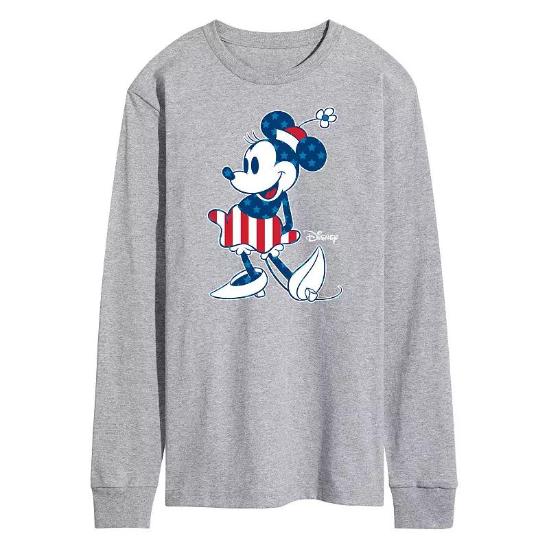 Disney's Minnie Mouse Men's Flag Long Sleeve Graphic Tee,  Product Image