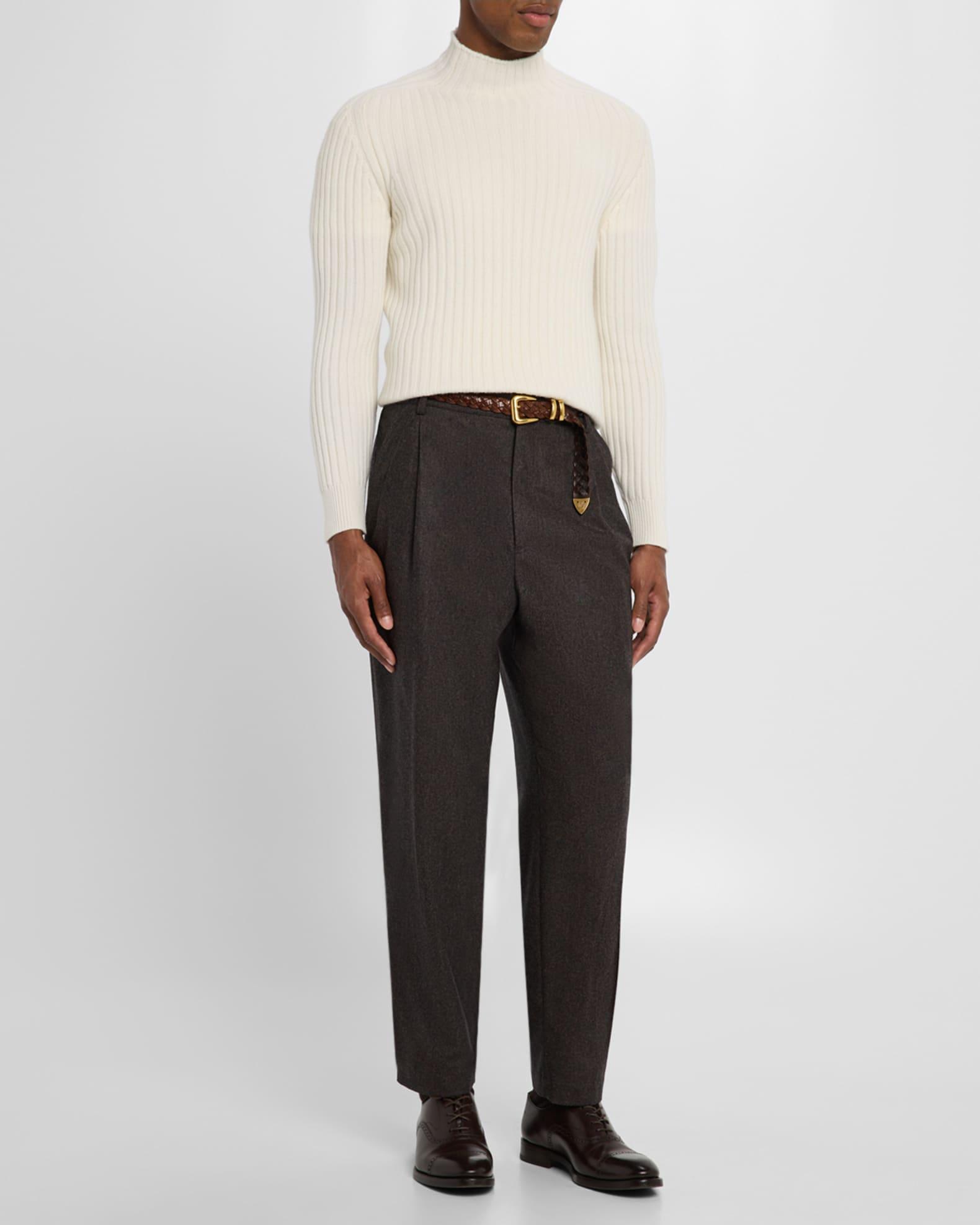 Men's Cashmere Rib-Knit Mock Neck Sweater Product Image