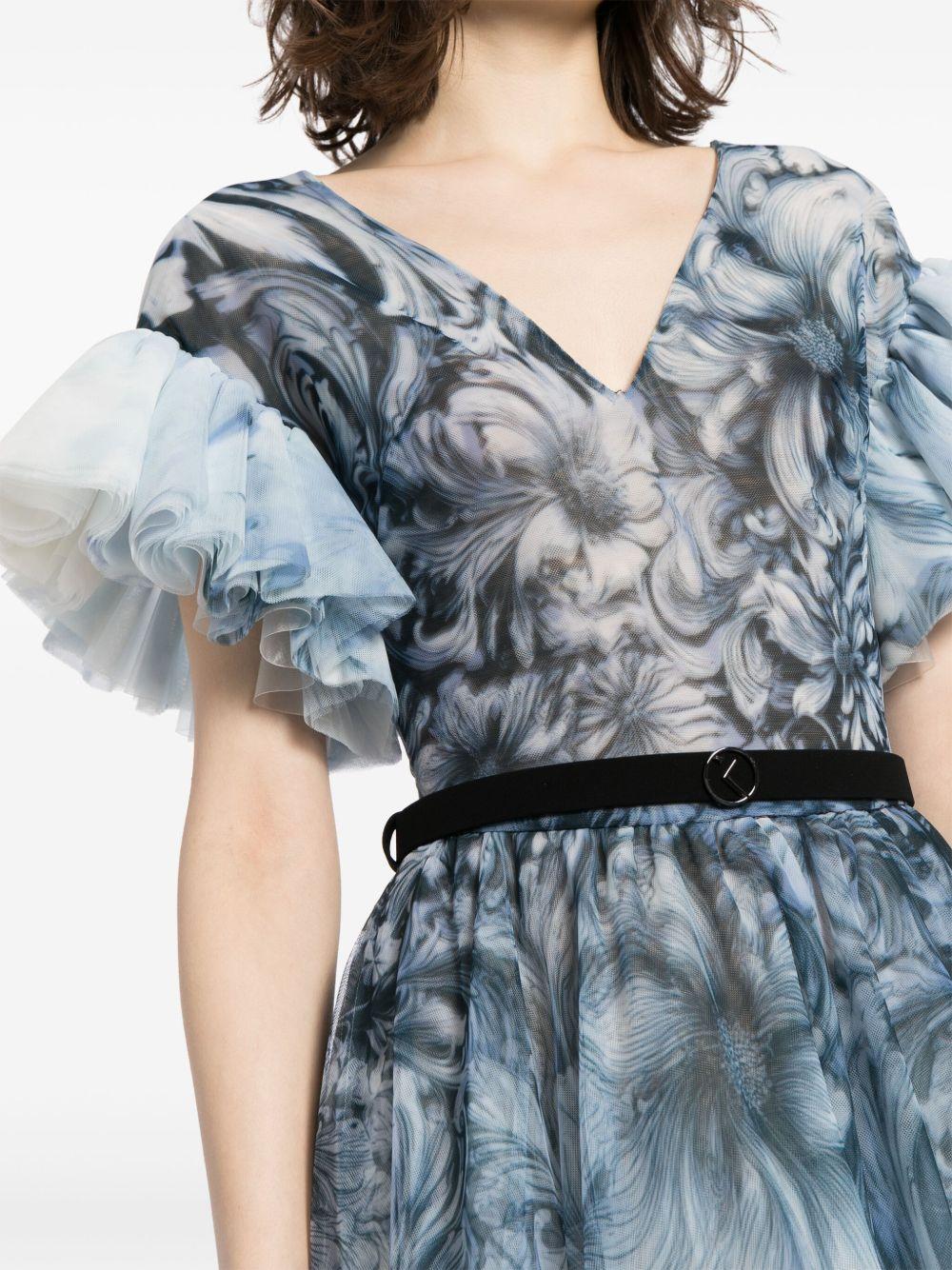 abstract-print belted gown Product Image