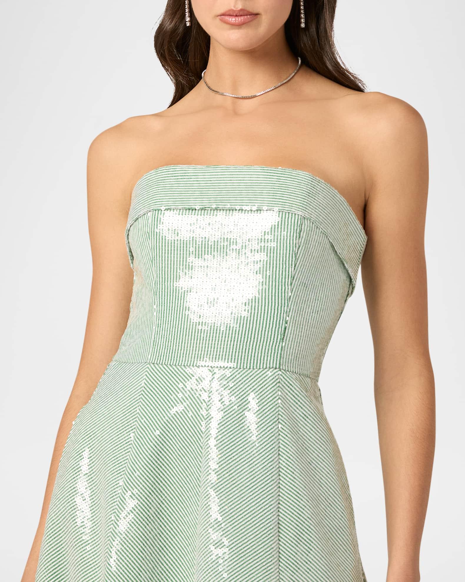 Kirara Strapless Striped Sequin Midi Dress Product Image