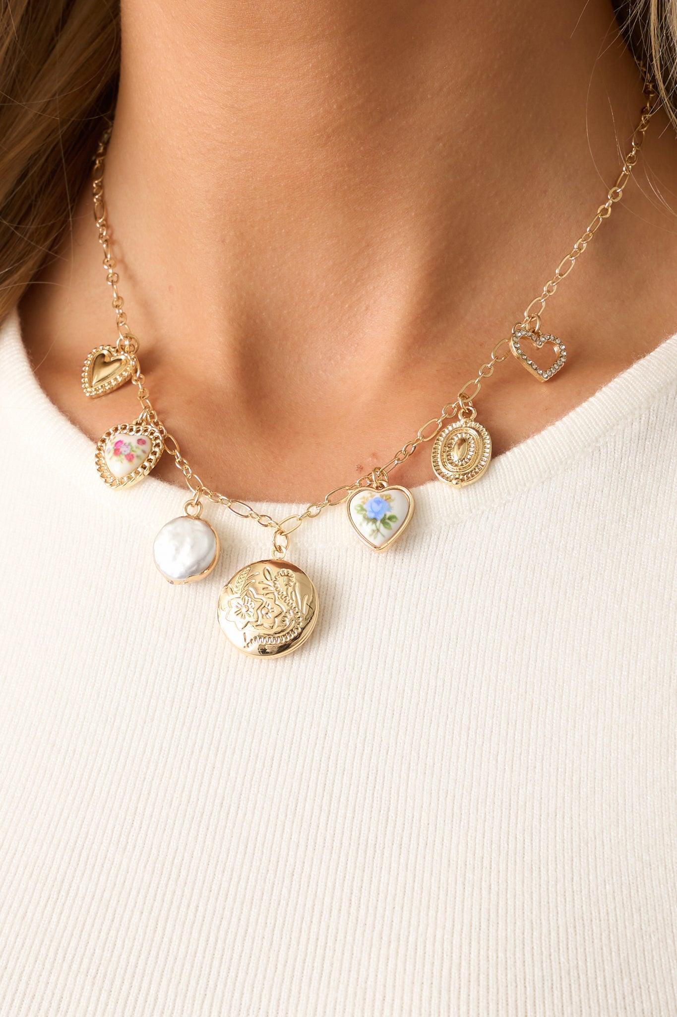 So In Love Gold Multi Charm Necklace Product Image