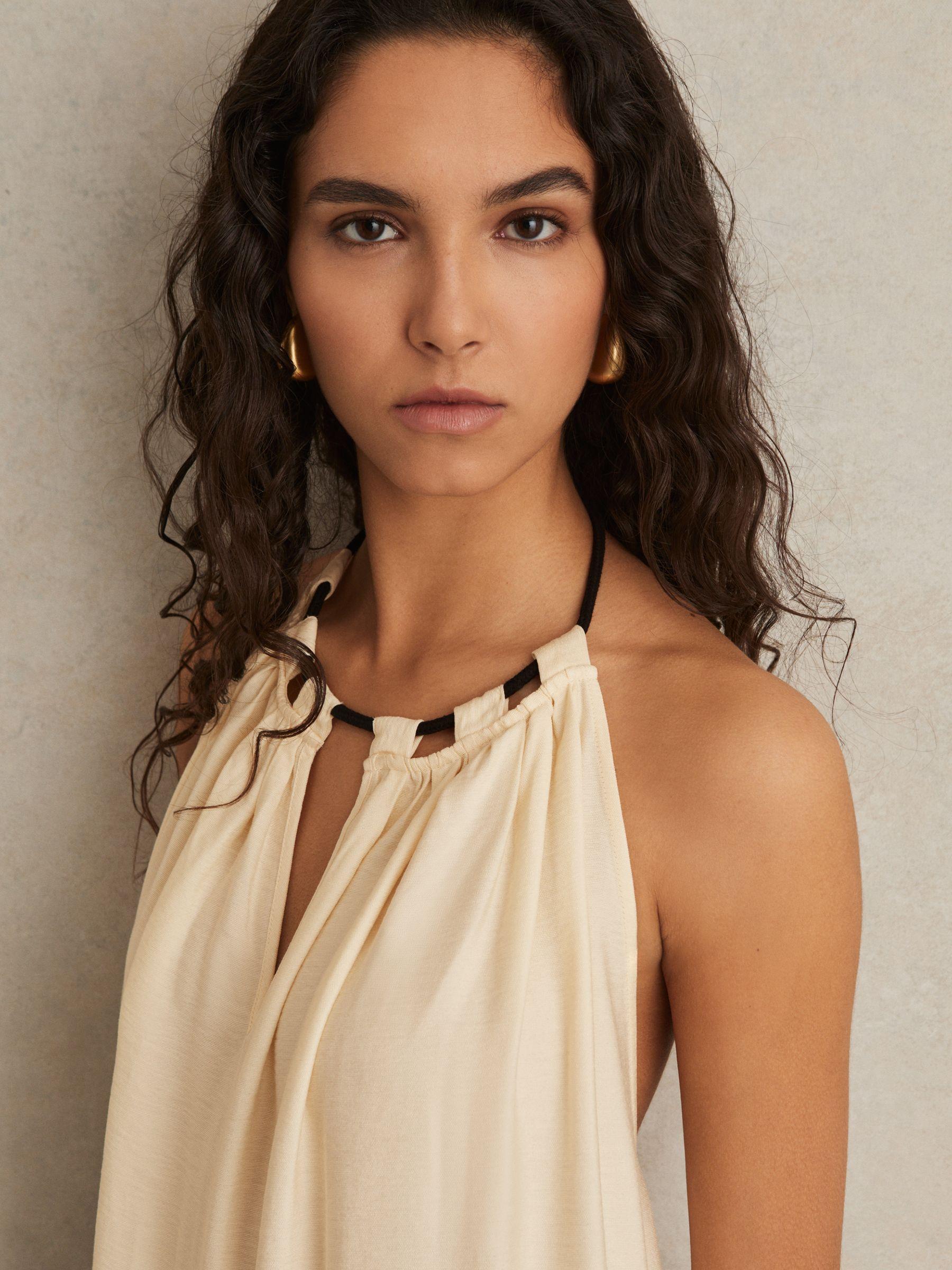 Halterneck Beach Cover-Up Swing Dress in Cream Product Image