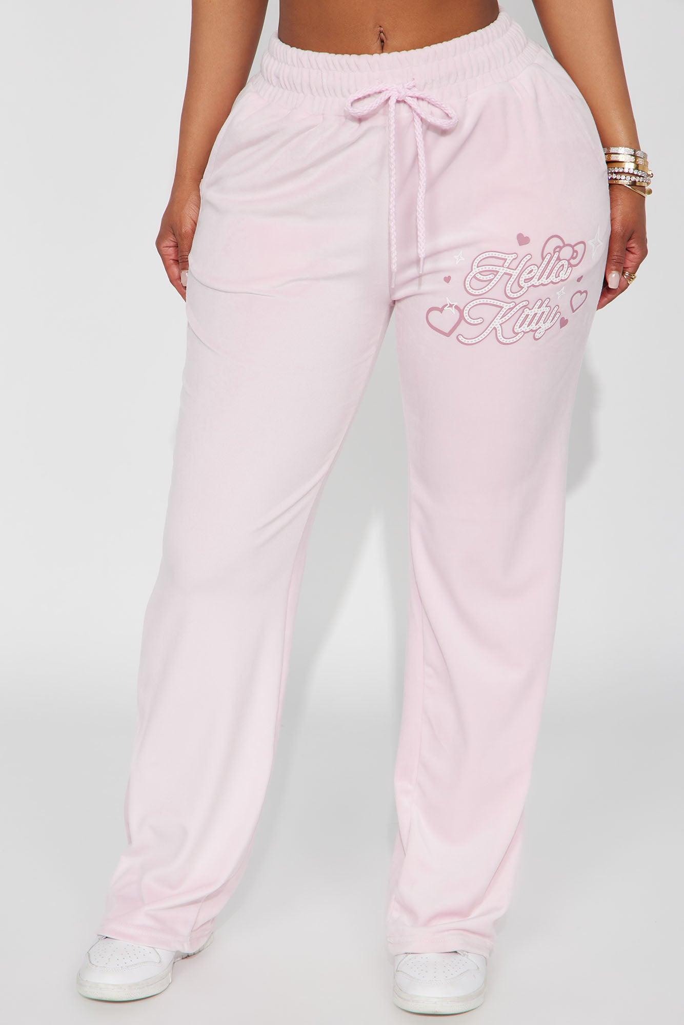 Hello Kitty Love Velour Wide Leg Pant - Pink Product Image