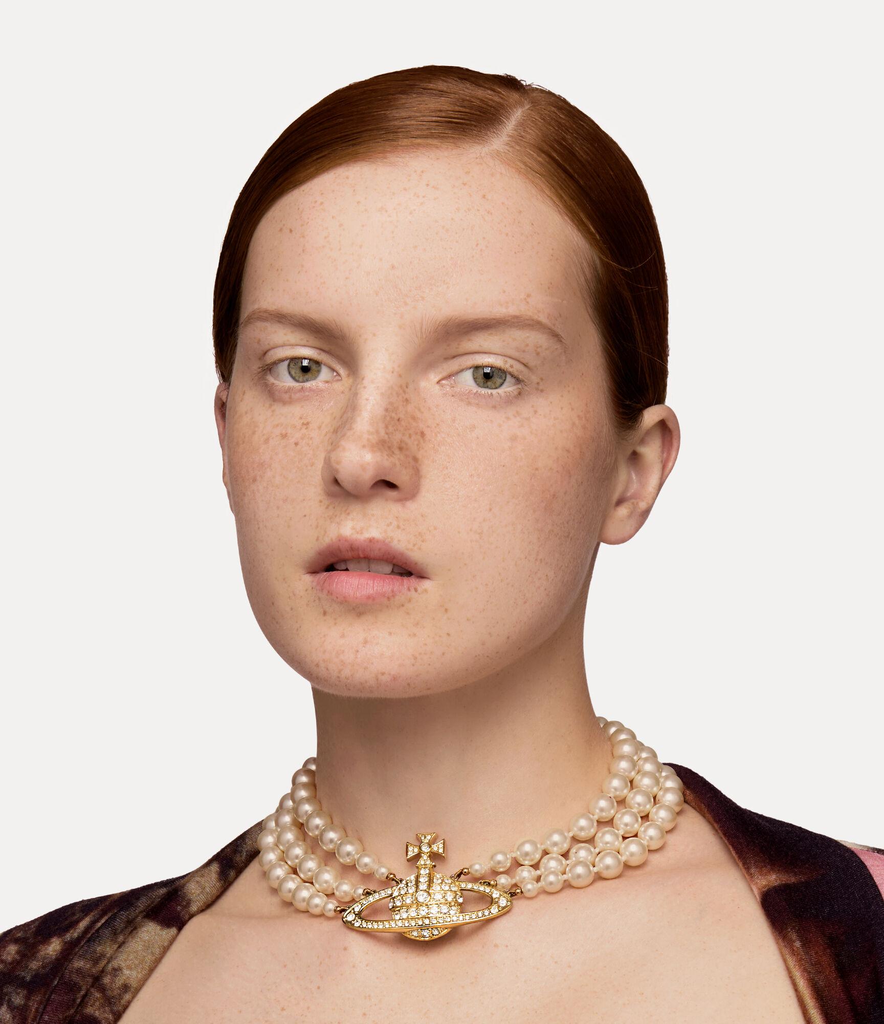 Three Row Pearl Bas Relief Choker Product Image