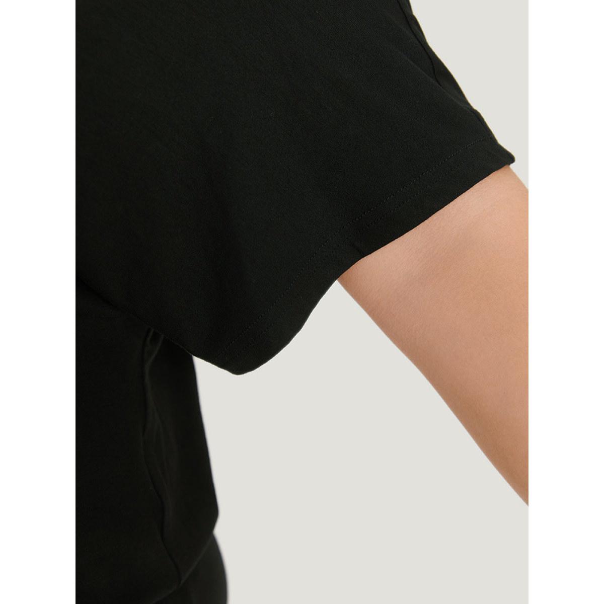 Plus Size Plain One Shoulder Batwing Sleeve Cami Bodysuit Women Black Plain One-shoulder Bodysuits BloomChic 22-24/3X Product Image