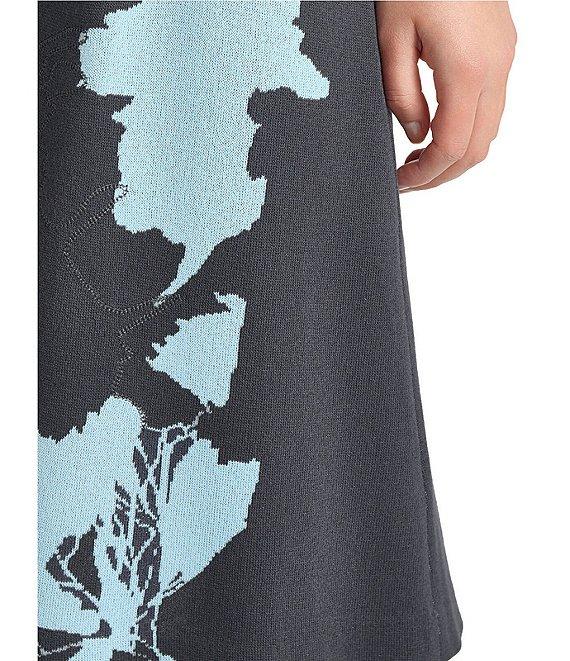 Ming Wang Floral Jacquard Soft Knit Round Neck Short Sleeve A-Line Dress Product Image