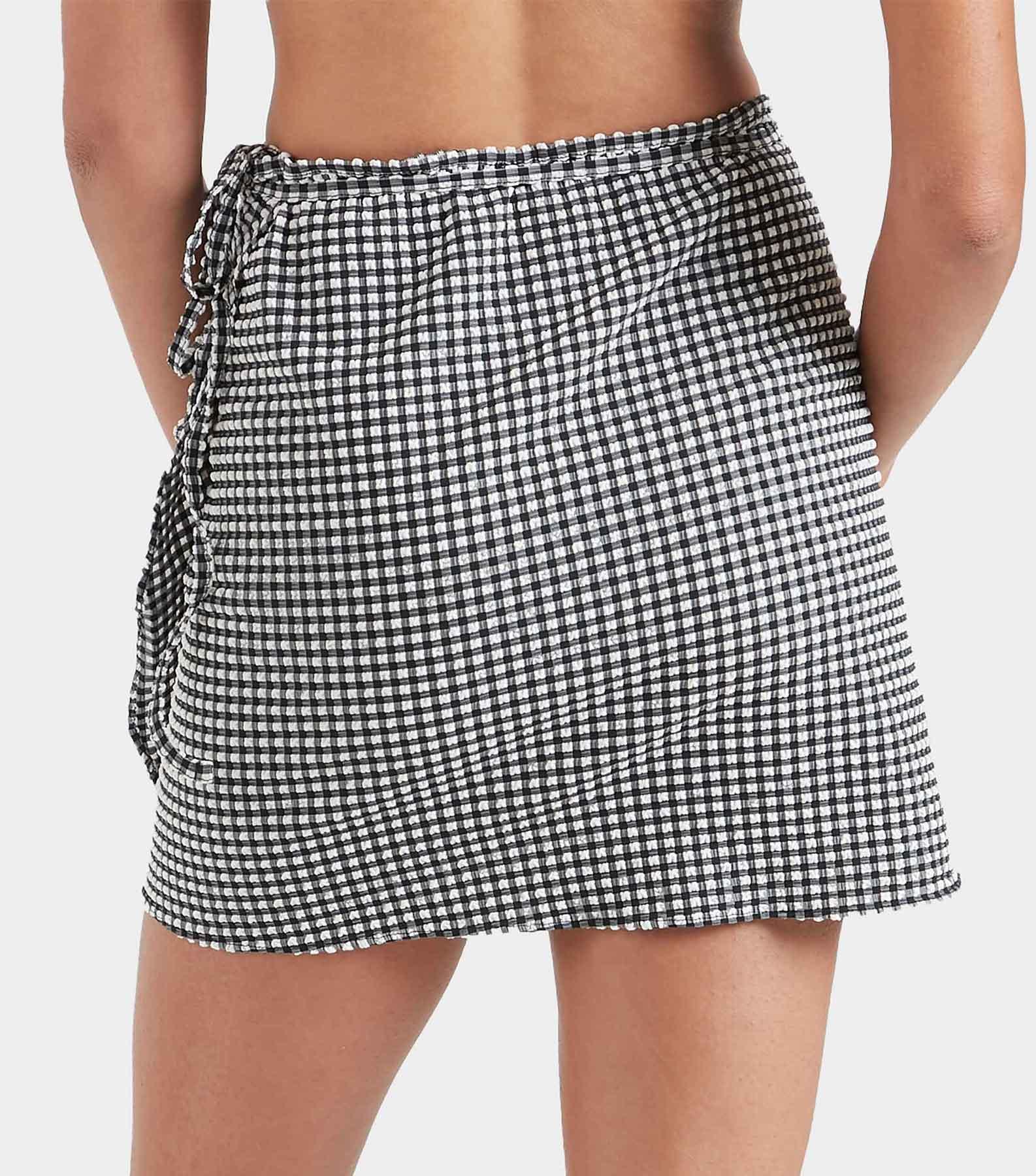 Gingham Seersucker Short Sarong - Black Gingham Product Image