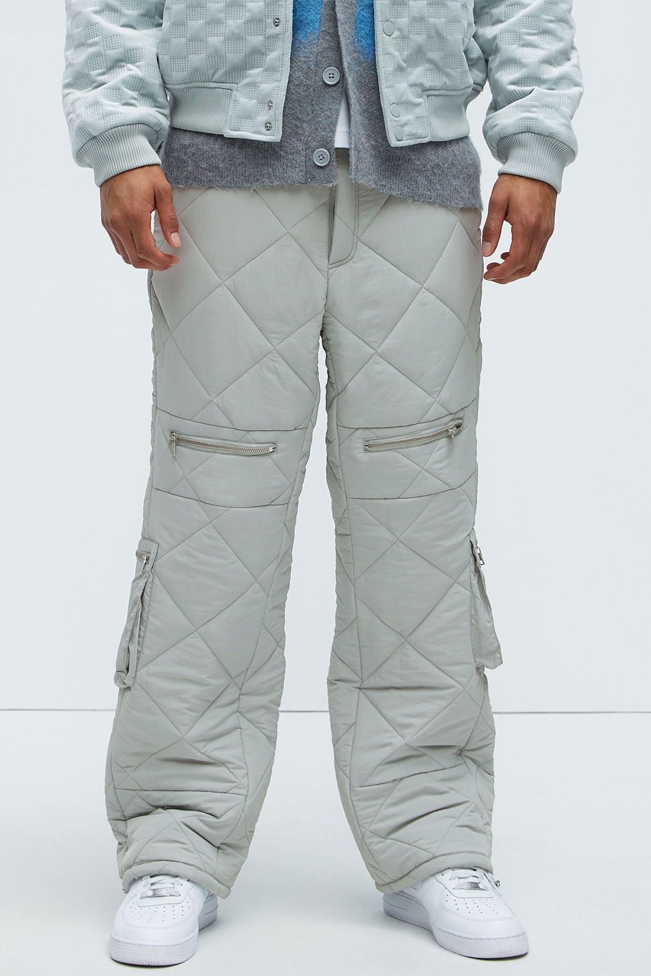 Dayton Straight Quilted Cargo Pants - Grey Product Image
